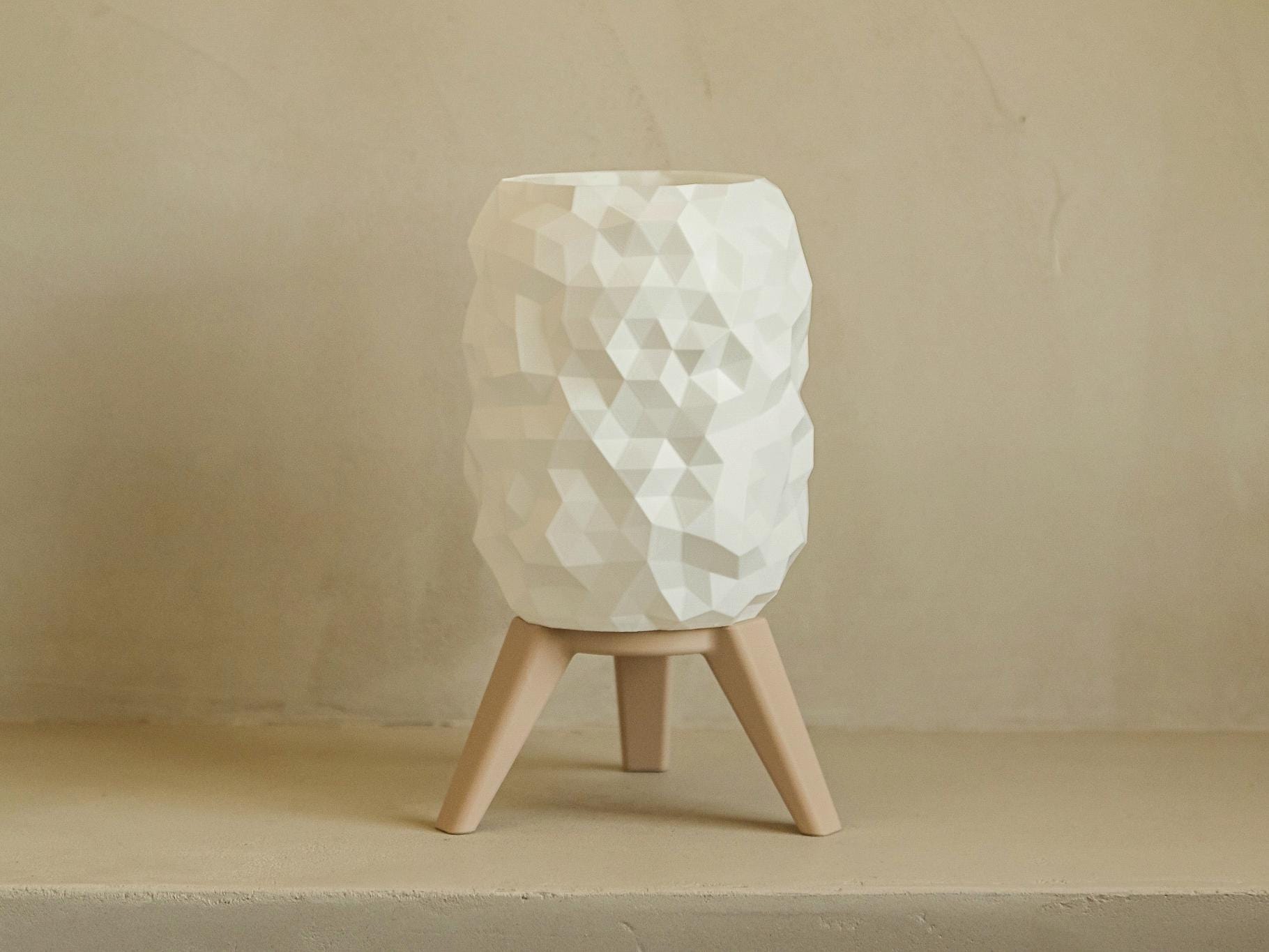 3D Printed Geometric Table Lamp, Scandinavian Ambient Bedside Light