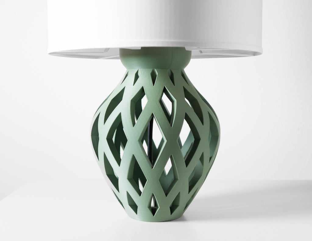 ADANI Geometric 3D Printed Table Lamp – Sage Green Minimalist Home Decor Light (etsy image id: 7865008022)