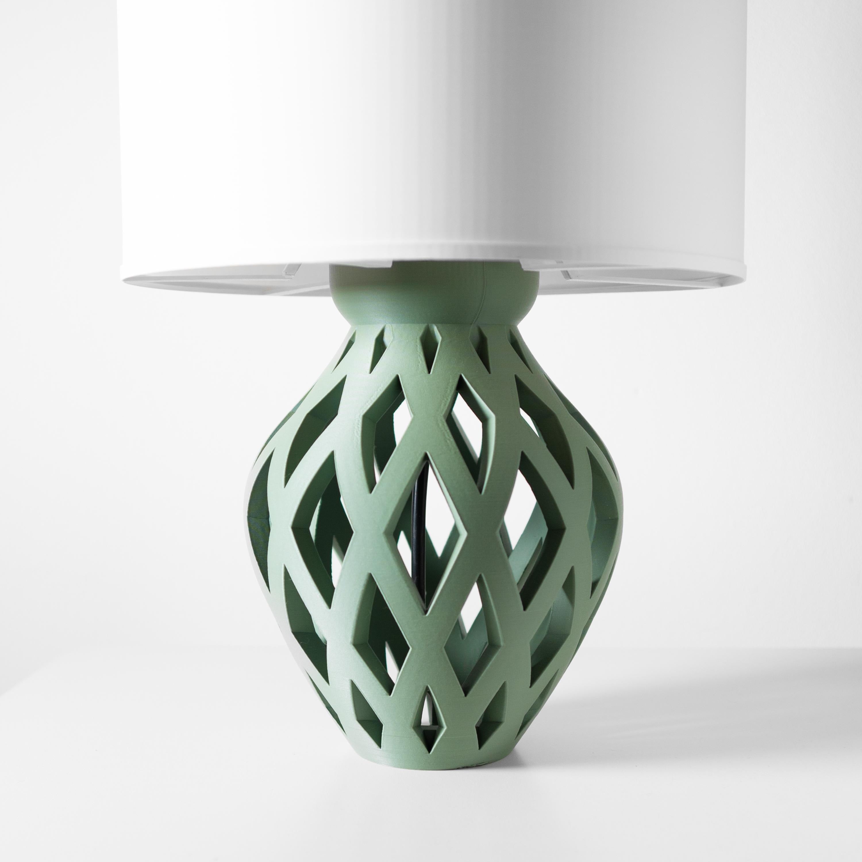 ADANI Geometric 3D Printed Table Lamp – Sage Green Minimalist Home Decor Light (etsy image id: 7865008034)