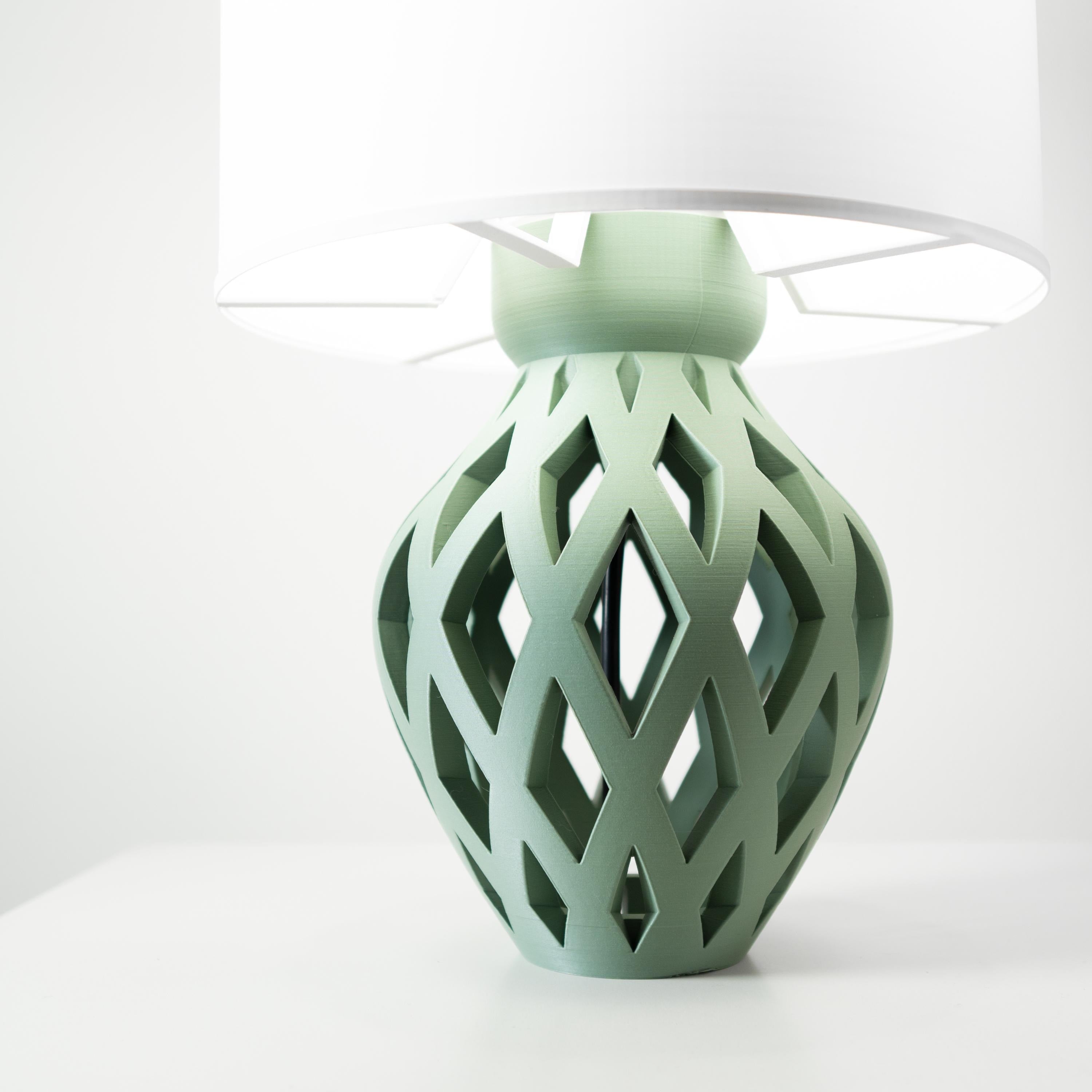 ADANI Geometric 3D Printed Table Lamp – Sage Green Minimalist Home Decor Light (etsy image id: 7865008076)