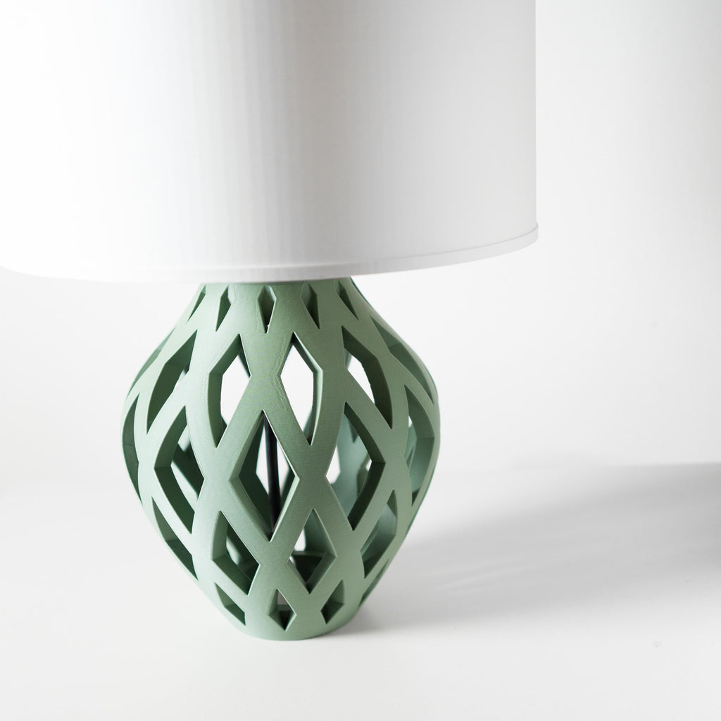 ADANI Geometric 3D Printed Table Lamp – Sage Green Minimalist Home Decor Light (etsy image id: 7865008086)