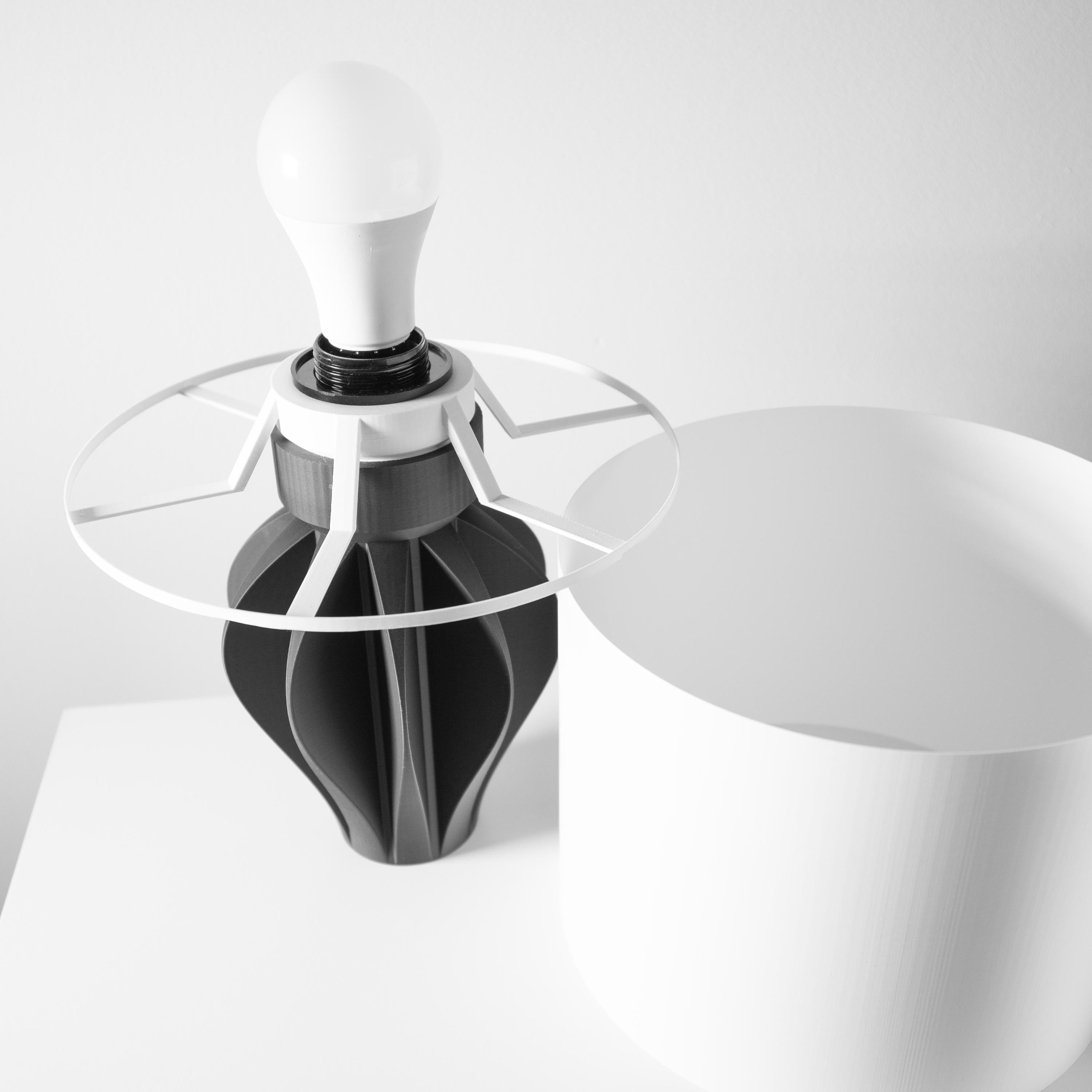 AKANI Lamp – Sculptural 3D Printed Table Lamp, Ambient Bedside Light, Matte Black PLA (etsy image id: 7865018500)
