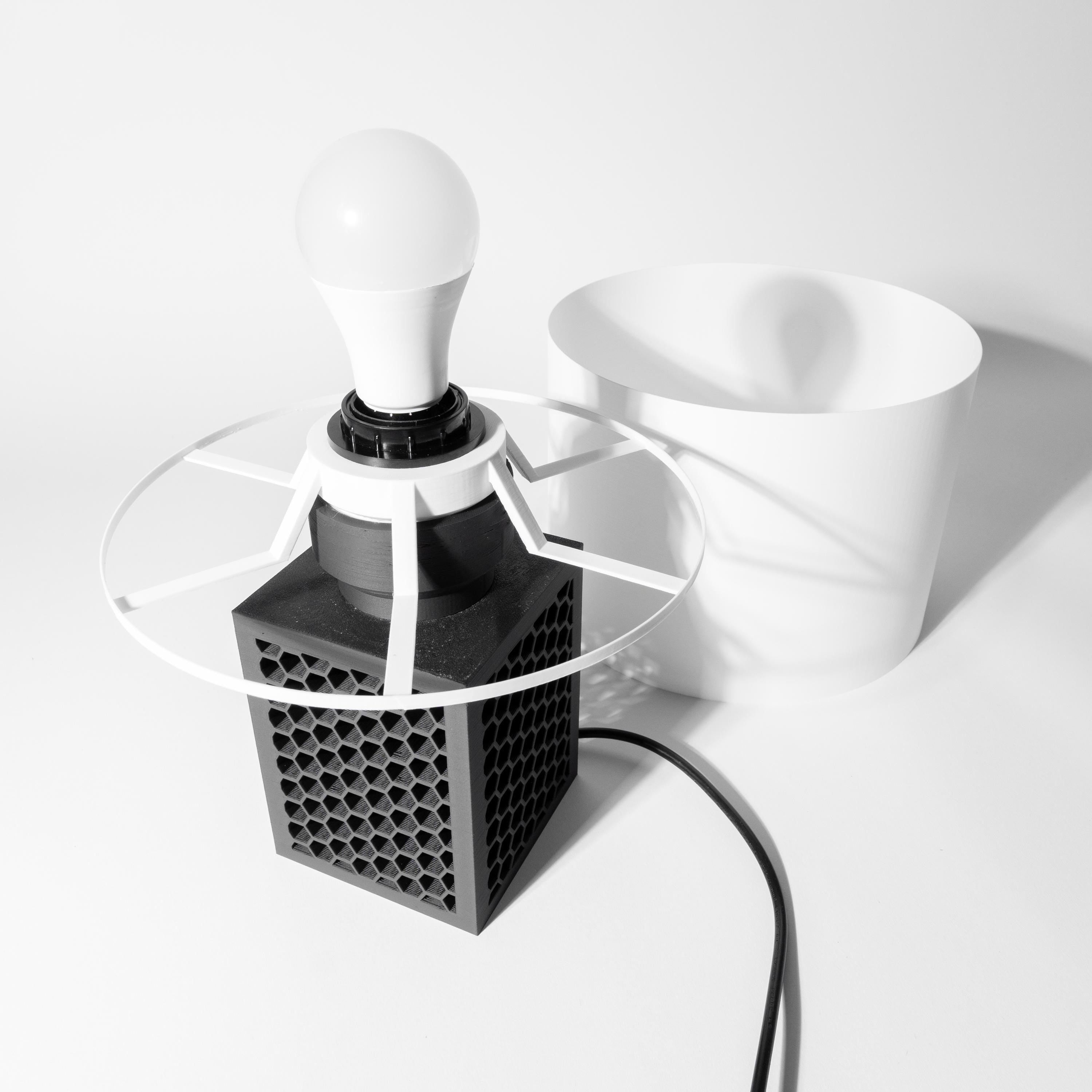 ARO Lamp – Honeycomb 3D Printed Industrial Bedside Light, Ambient Decor __etsy:7865031974
