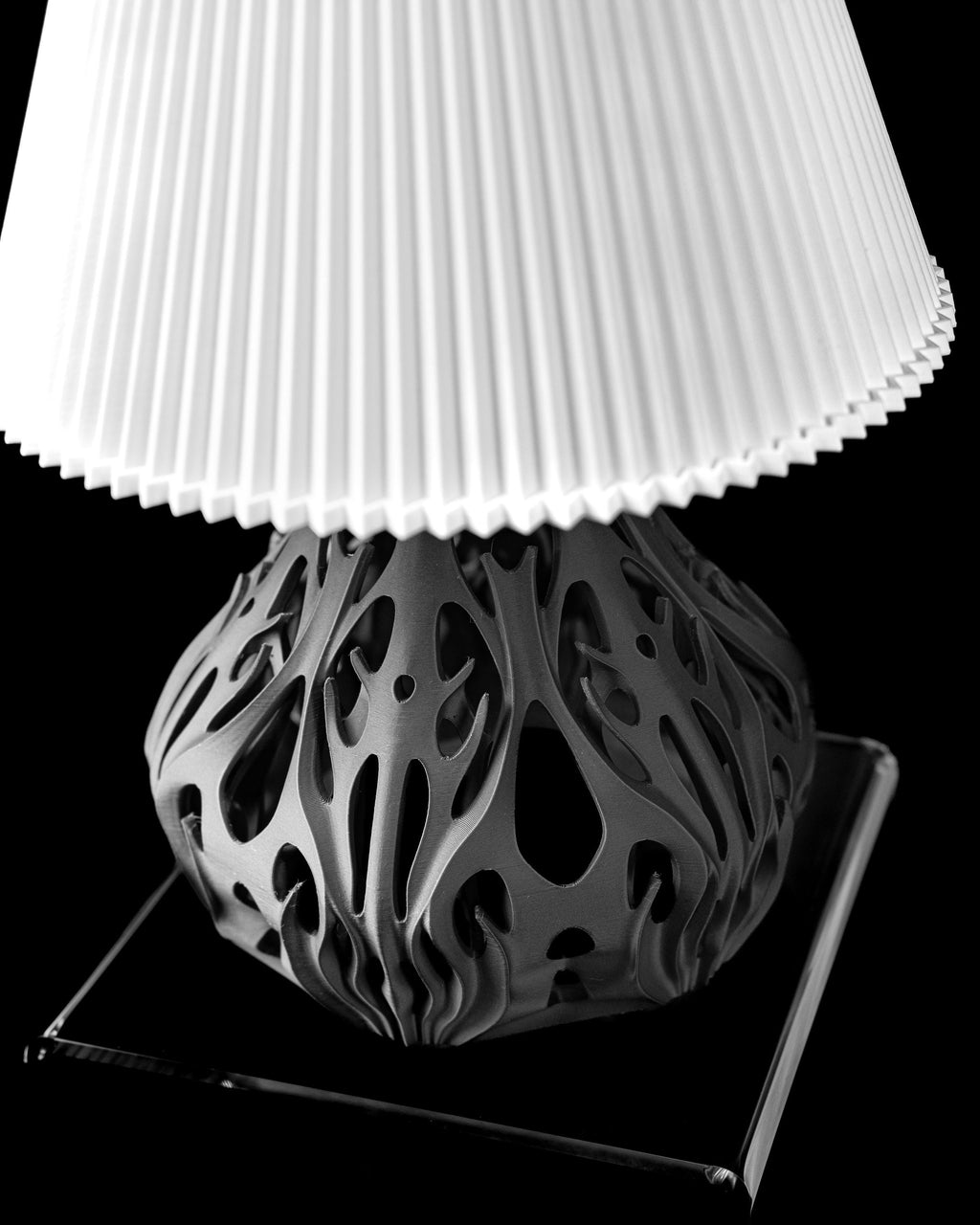 Sculptural 3D Printed Lamp – Organic Flame Form, Matte Black Art Light (etsy image id: 7865123652)