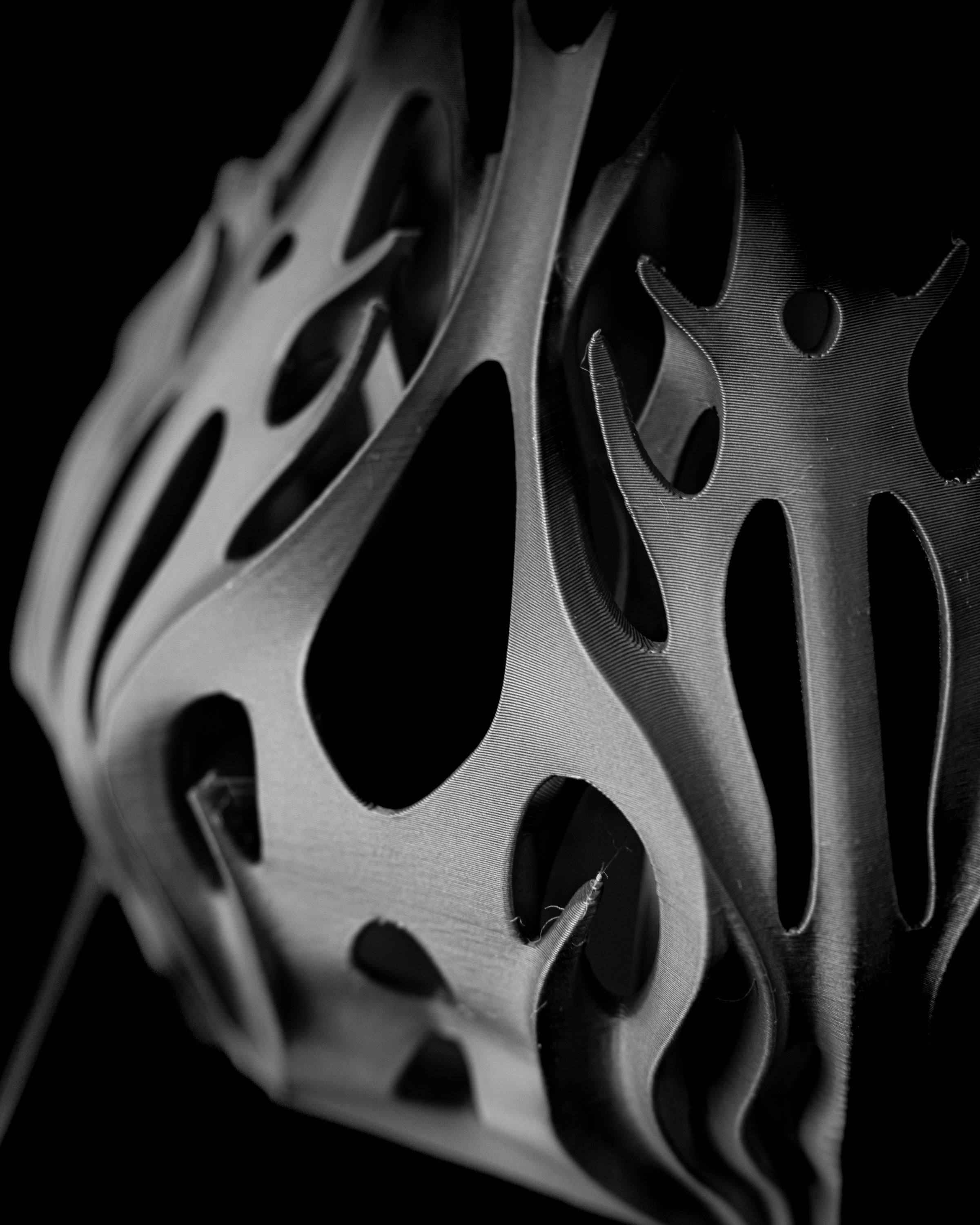 Sculptural 3D Printed Lamp – Organic Flame Form, Matte Black Art Light (etsy image id: 7865123660)