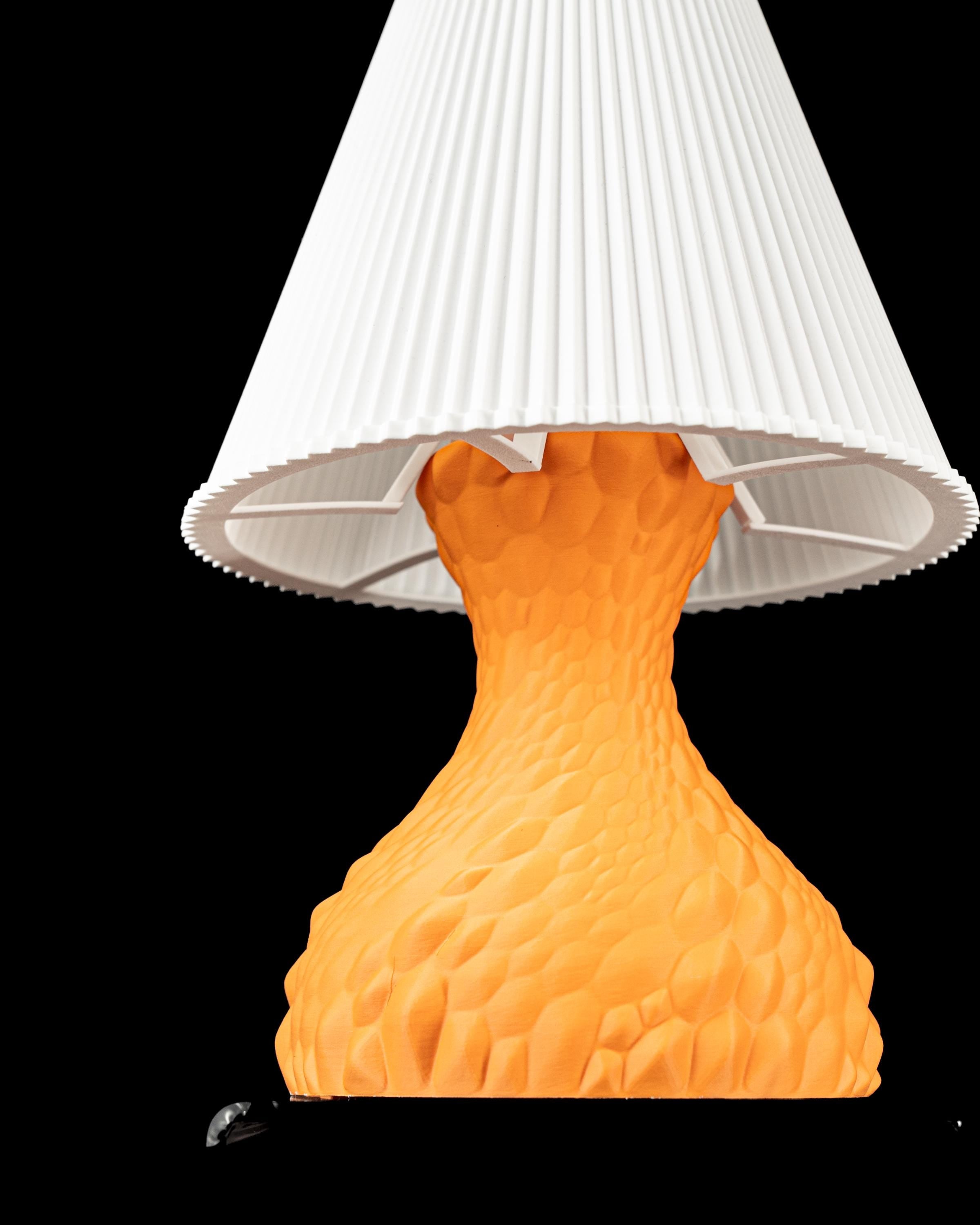 GATO Sculptural Lamp – 3D Printed Textured Stone Form, Warm Orange Designer Art Light (etsy image id: 7865129336)