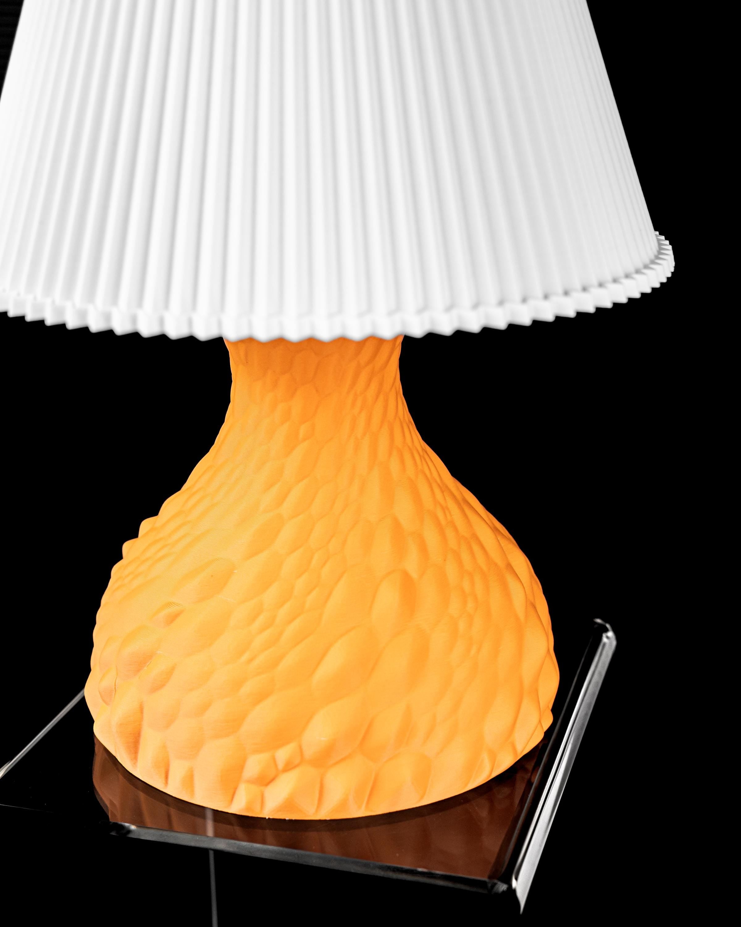GATO Sculptural Lamp – 3D Printed Textured Stone Form, Warm Orange Designer Art Light (etsy image id: 7865129462)
