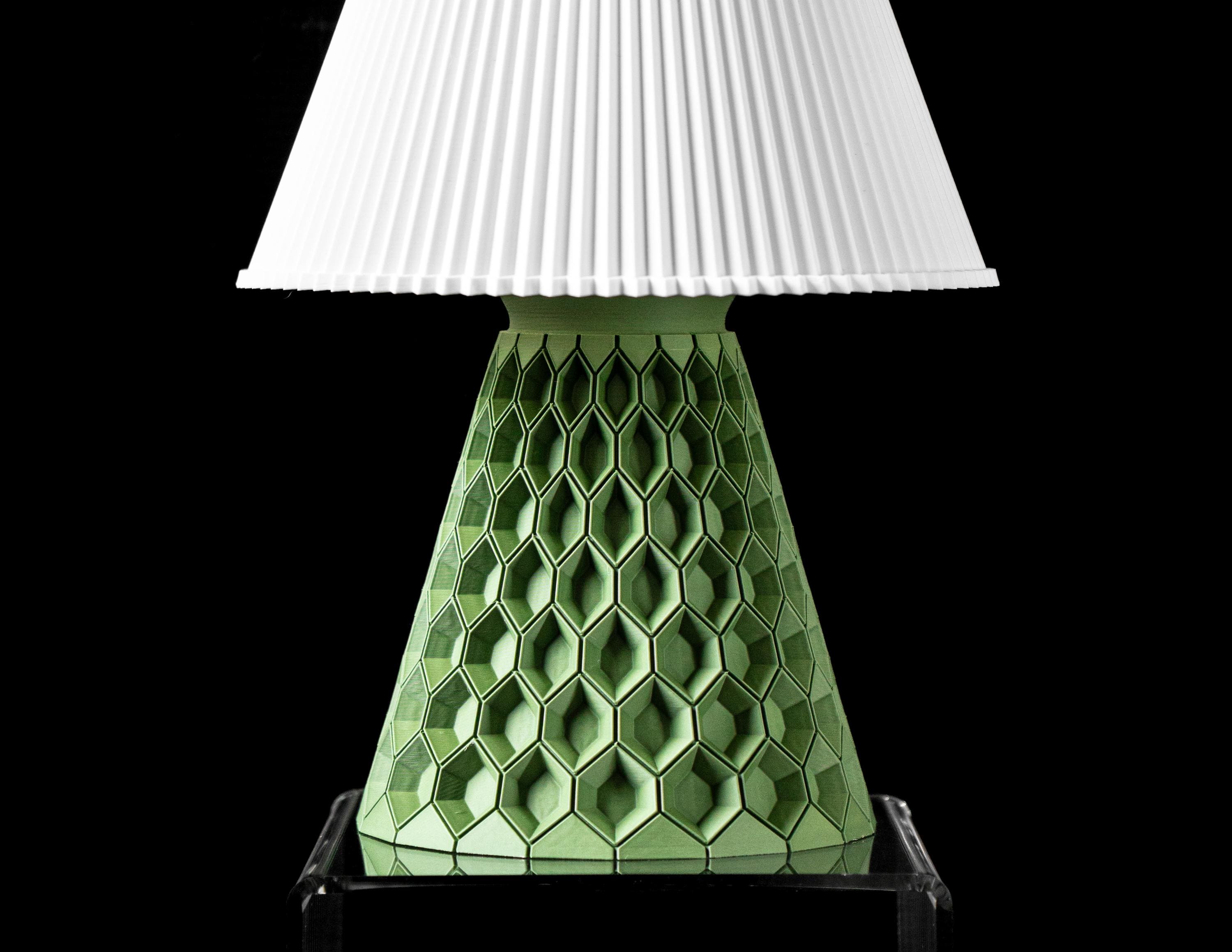 HEXA Lamp – 3D Printed Geometric Table Lamp, Sage Green Honeycomb Design (etsy image id: 7865135408)
