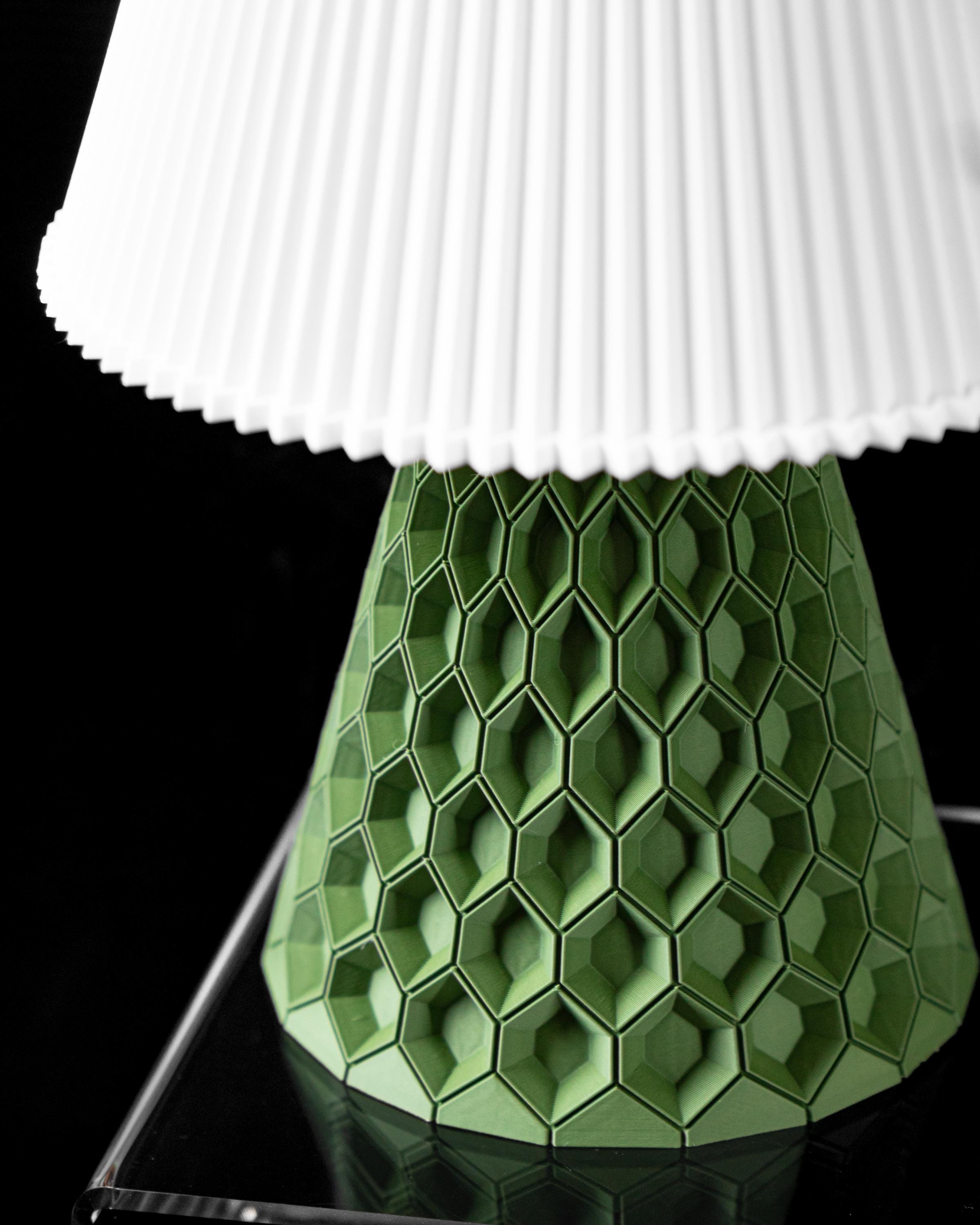 HEXA Lamp – 3D Printed Geometric Table Lamp, Sage Green Honeycomb Design (etsy image id: 7865135612)