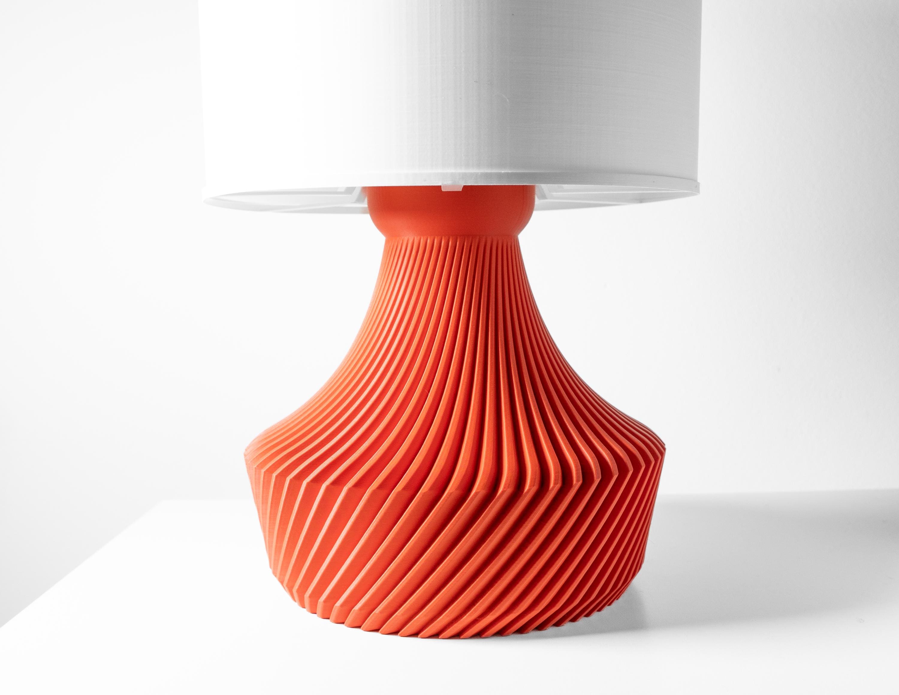 KITA Lamp – 3D Printed Ribbed Sculptural Table Lamp, Bold Orange, Mid-Century Modern Art (etsy image id: 7865153024)