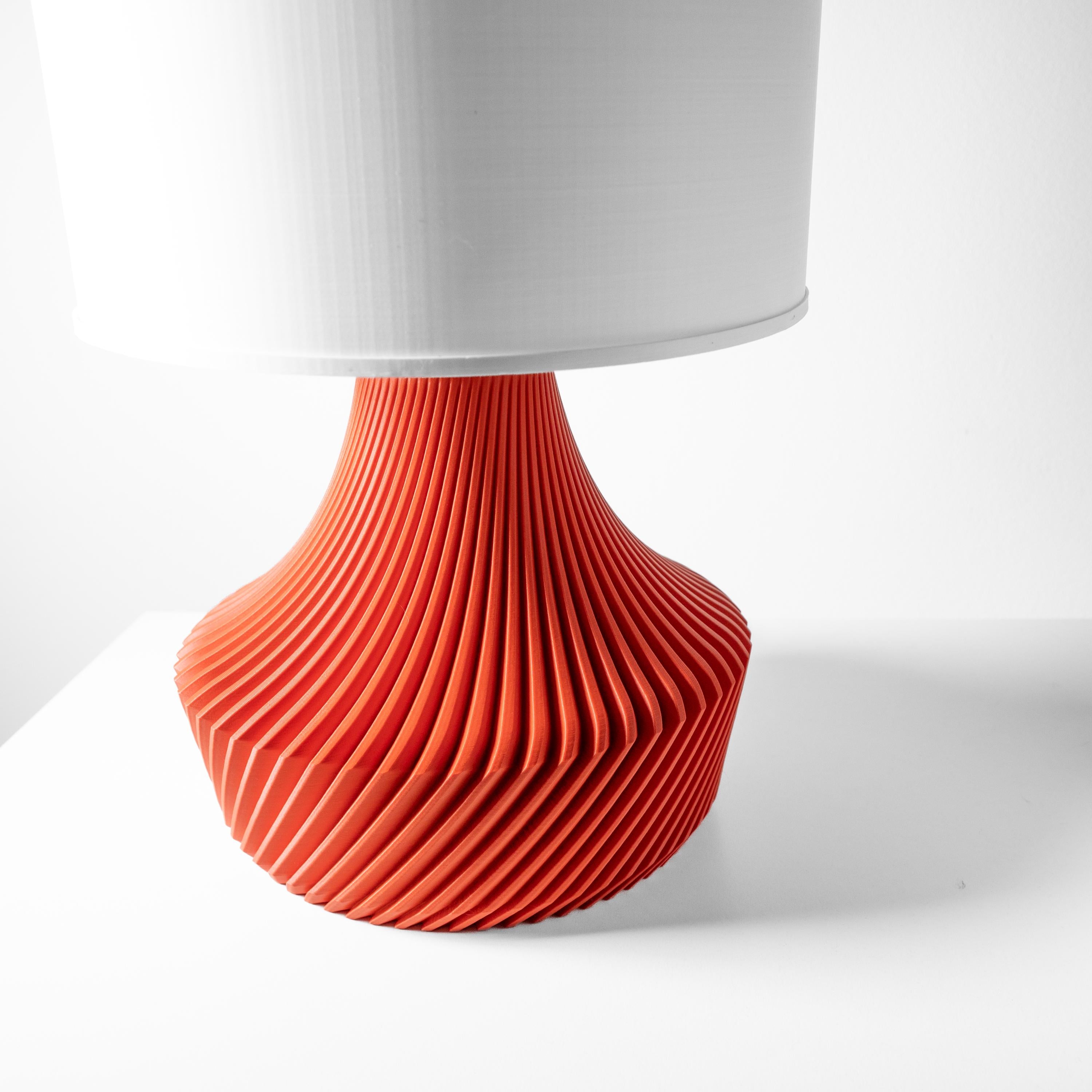 KITA Lamp – 3D Printed Ribbed Sculptural Table Lamp, Bold Orange, Mid-Century Modern Art (etsy image id: 7865153034)