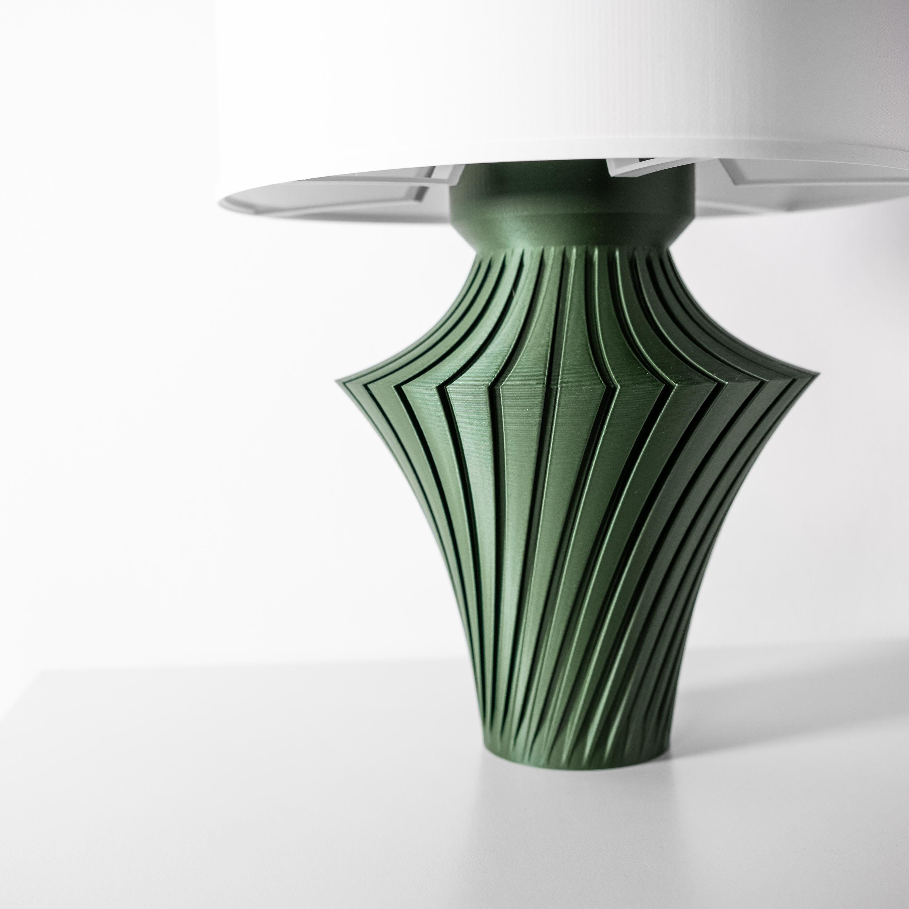 LUNU Lamp – 3D Printed Sculptural Table Lamp, Forest Green Twisted Fin Form (etsy image id: 7865166316)