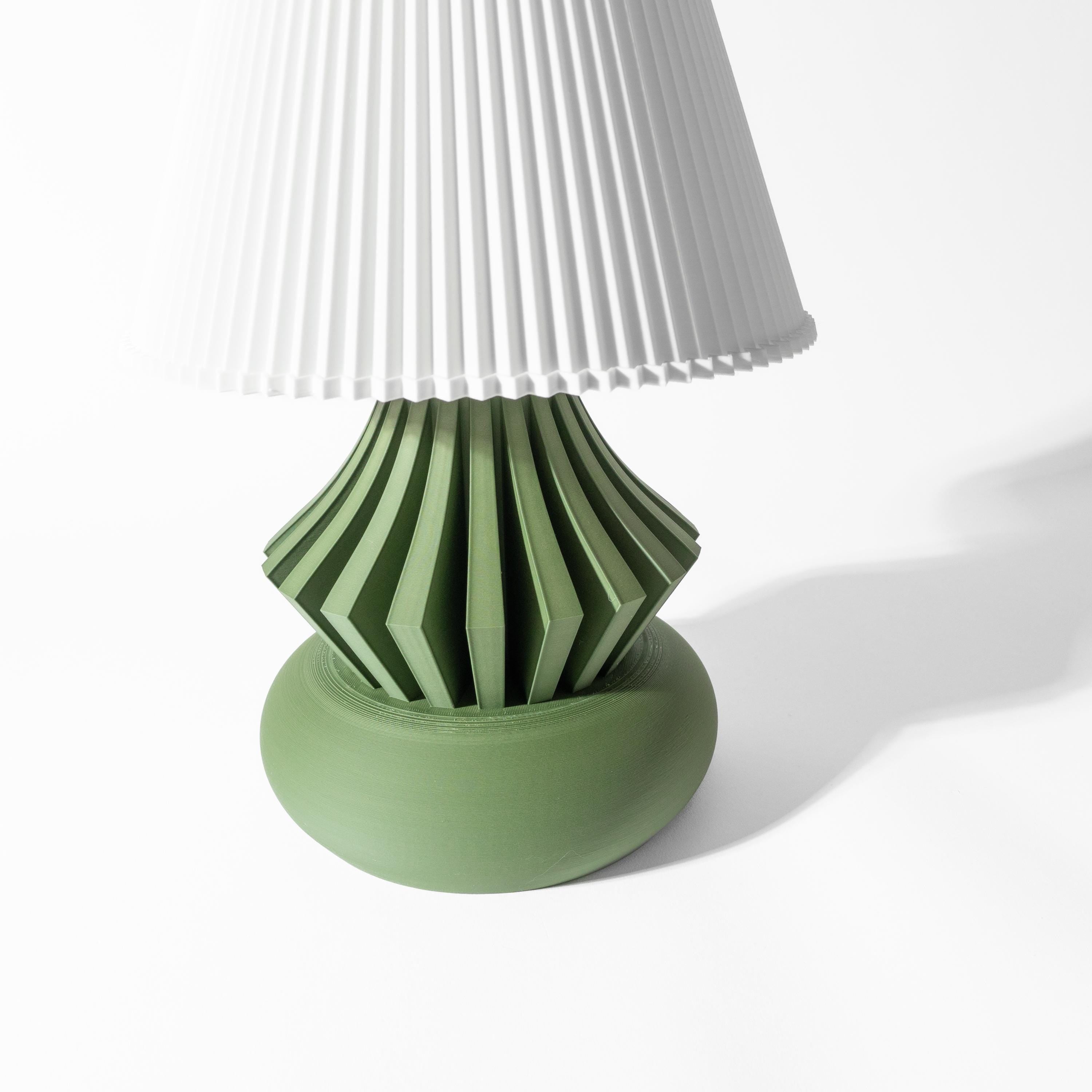ODON Sculptural 3D Printed Lamp – Sage Green Origami Fins, Torus Base (Bulb Included) (etsy image id: 7865176016)