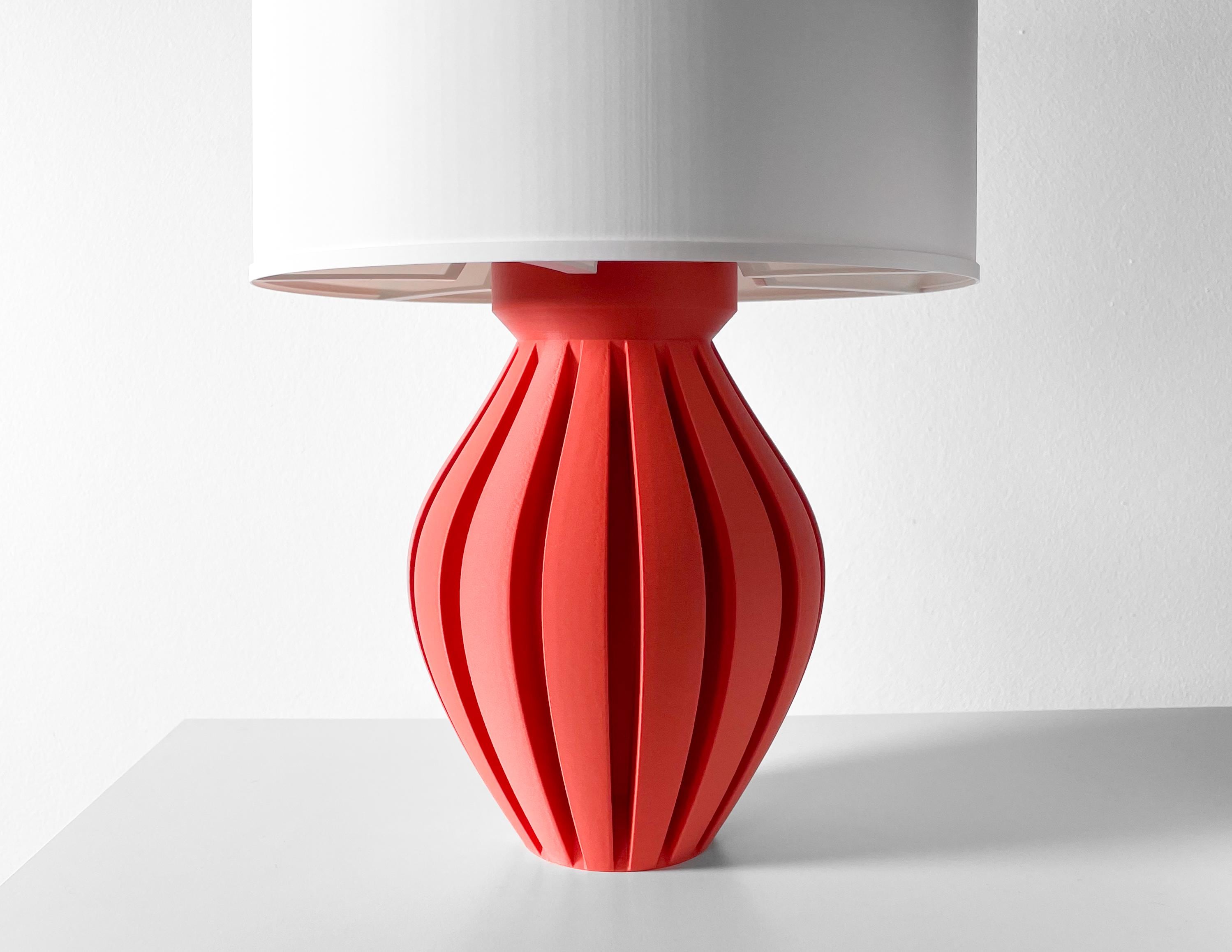 OKOMI 3D Printed Sculptural Lamp – Ribbed Vase Form, Coral Red Art Lamp (etsy image id: 7865180504)