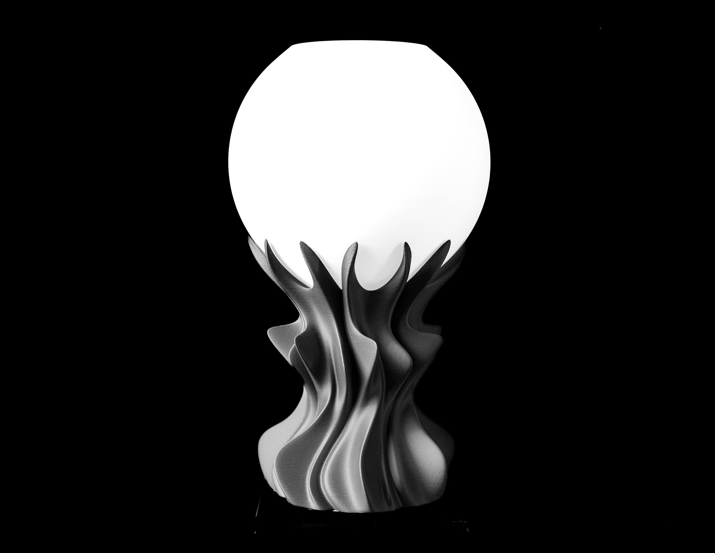 ORB 3D Printed Lamp – Sculptural Flame Wave Base, Globe Shade (LED Bulb Included) (etsy image id: 7865184648)