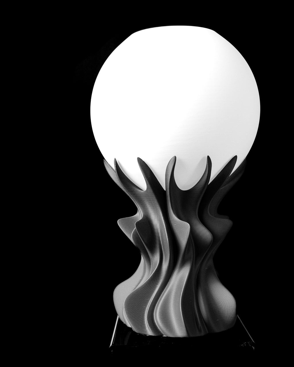 ORB 3D Printed Lamp – Sculptural Flame Wave Base, Globe Shade (LED Bulb Included) (etsy image id: 7865184700)