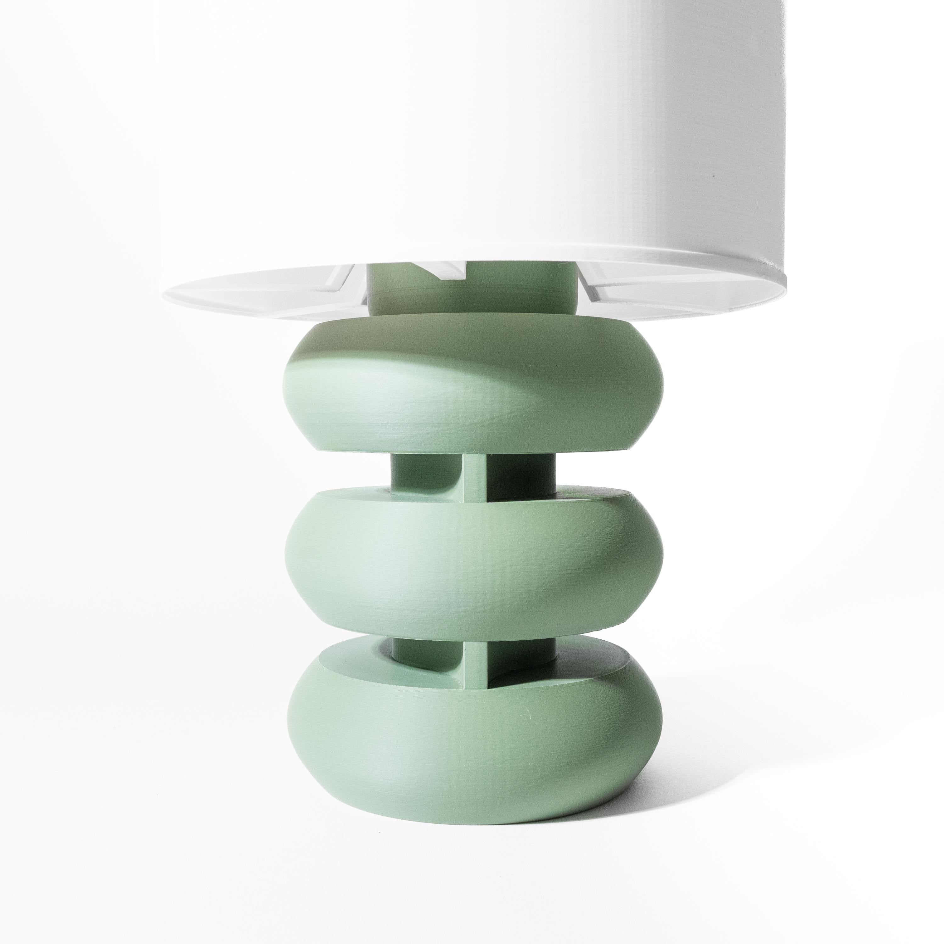 OVA 3D Printed Sculptural Lamp – Stacked Torus Form, Sage Green Art Lamp (etsy image id: 7865207620)