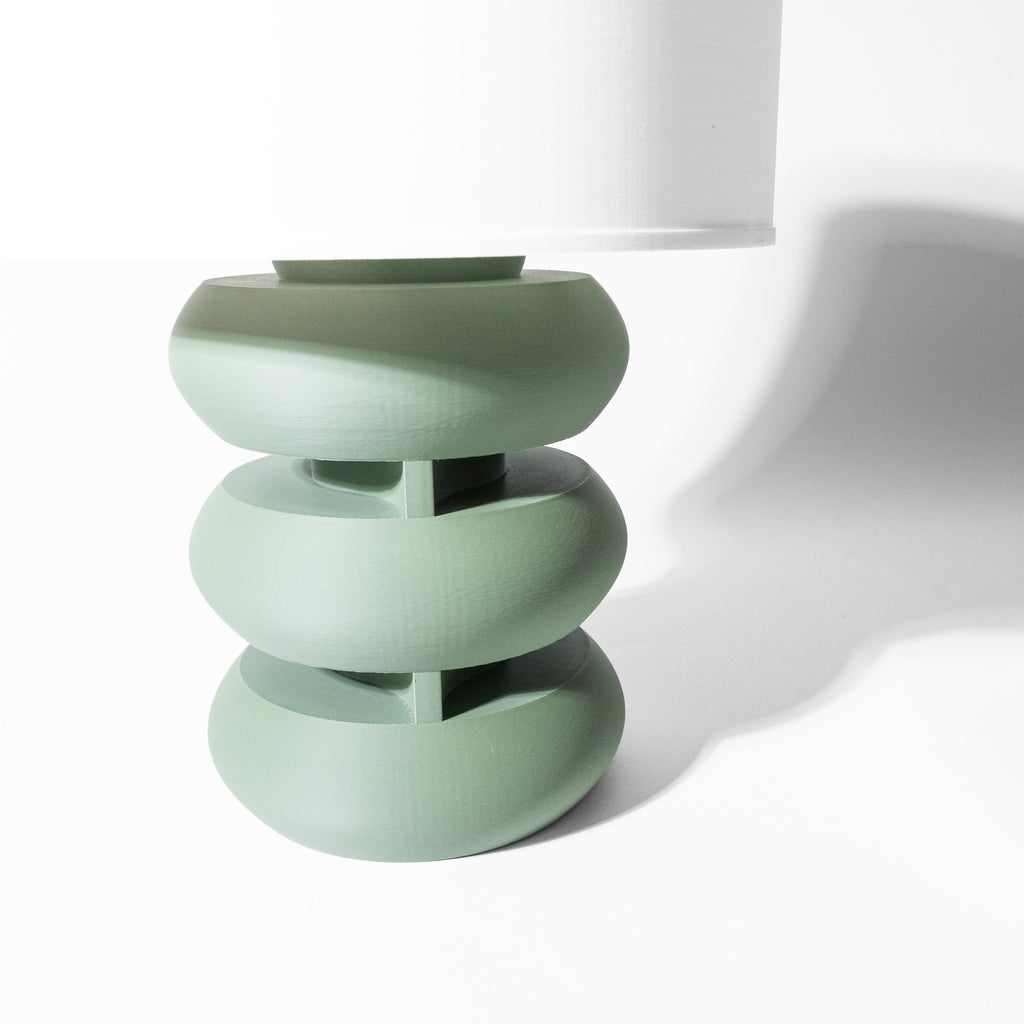 OVA 3D Printed Sculptural Lamp – Stacked Torus Form, Sage Green Art Lamp (etsy image id: 7865207674)
