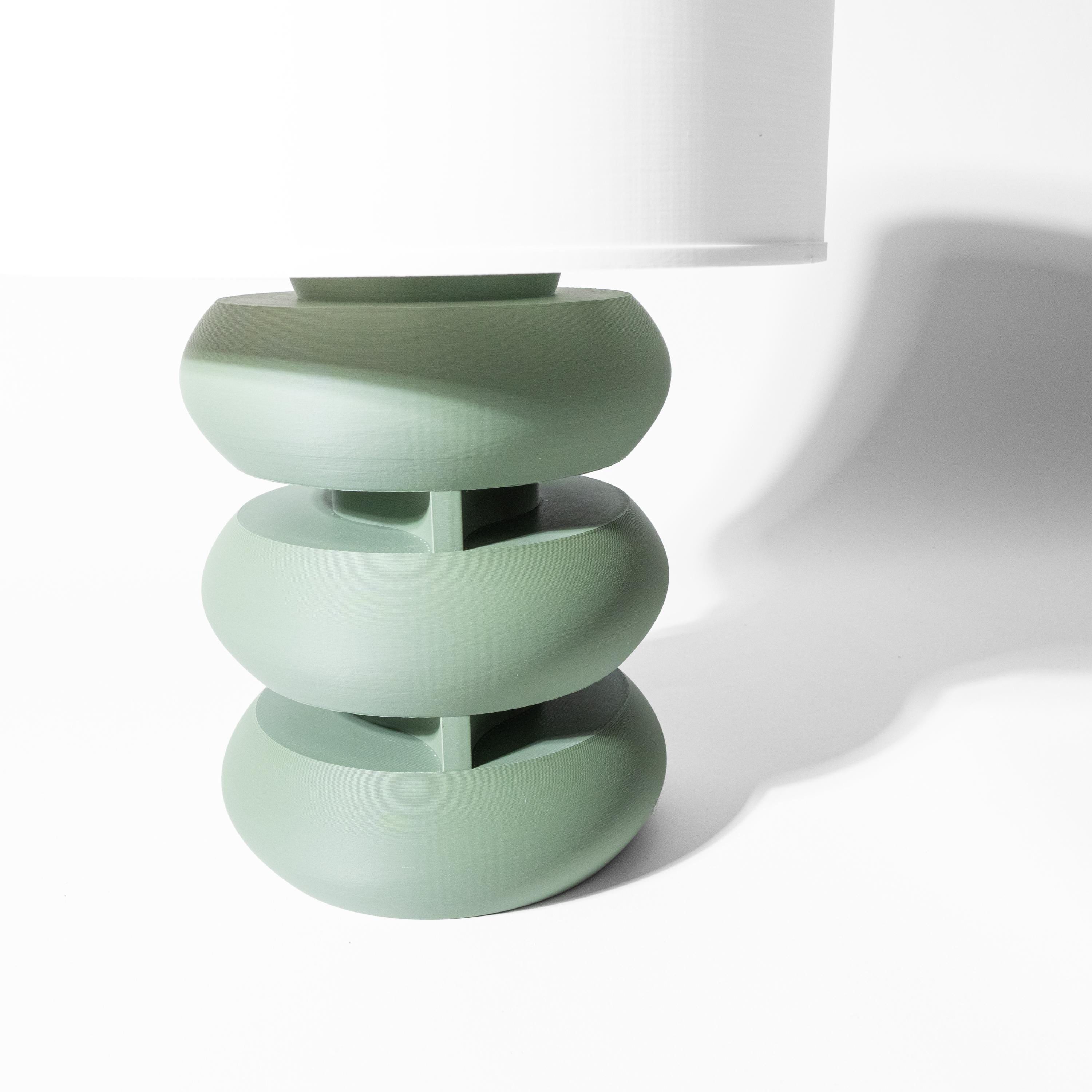 OVA 3D Printed Sculptural Lamp – Stacked Torus Form, Sage Green Art Lamp (etsy image id: 7865207674)