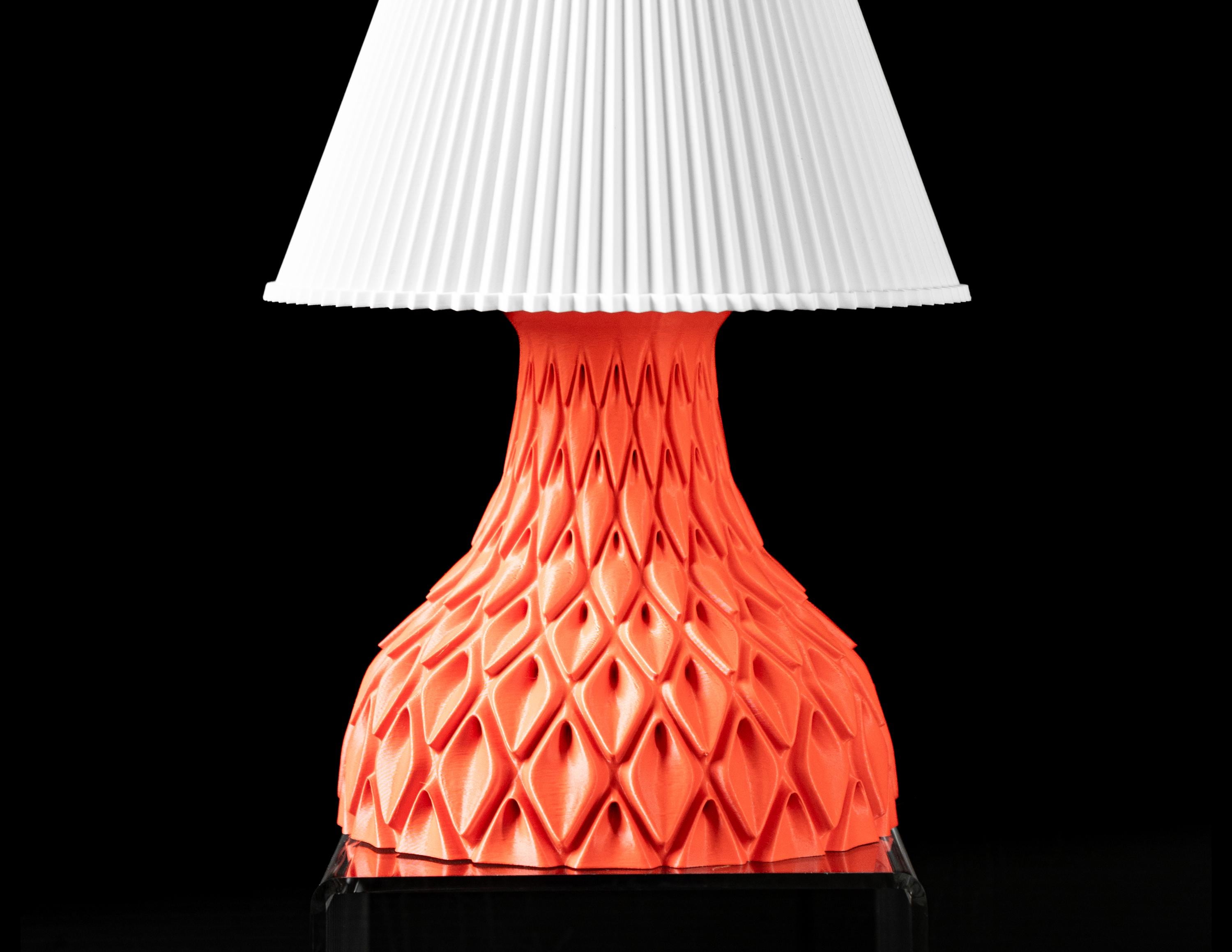 PETAL Lamp – 3D Printed Sculptural Table, Coral Orange Embossed Petal Lattice (etsy image id: 7865212506)
