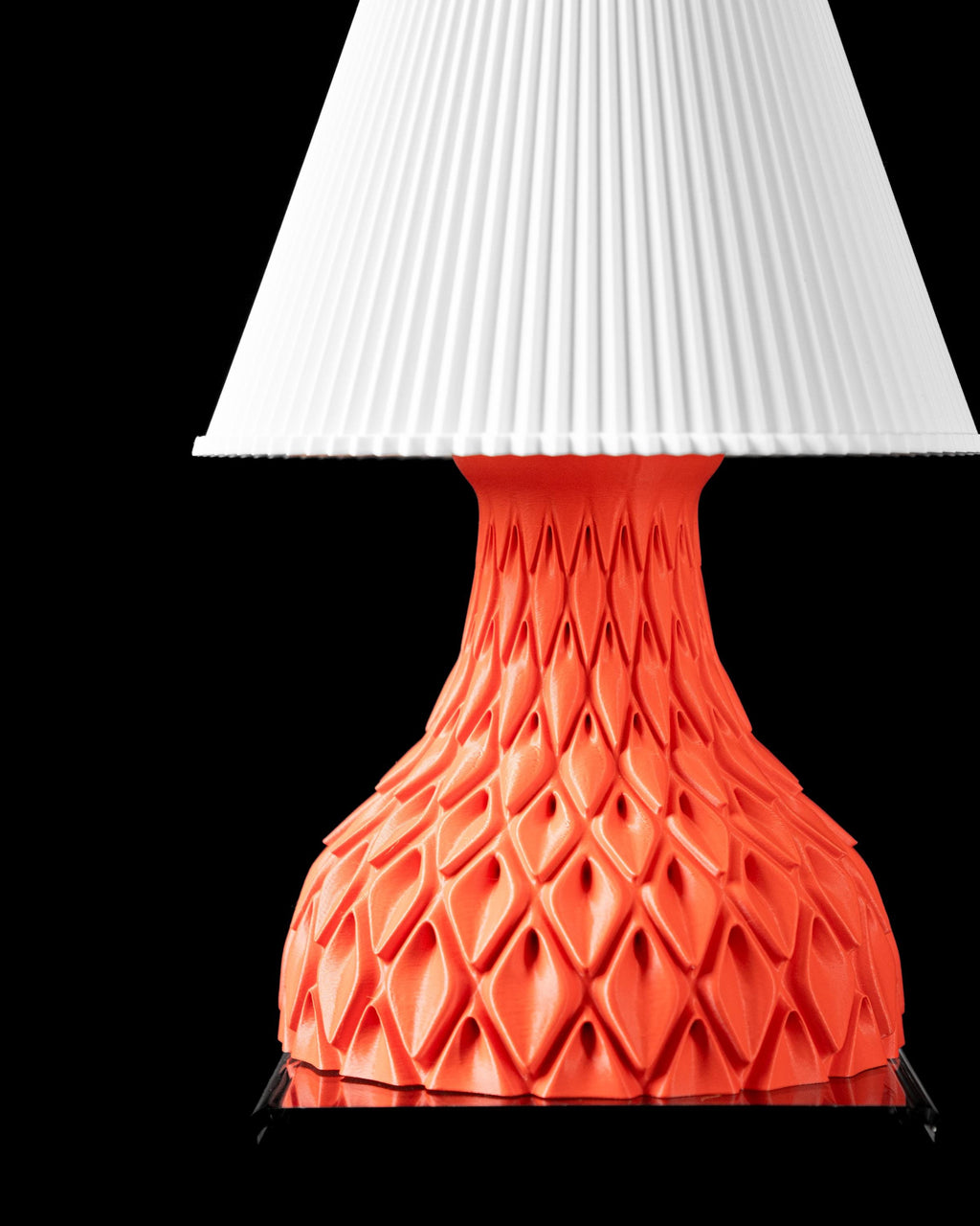 PETAL Lamp – 3D Printed Sculptural Table, Coral Orange Embossed Petal Lattice (etsy image id: 7865212610)