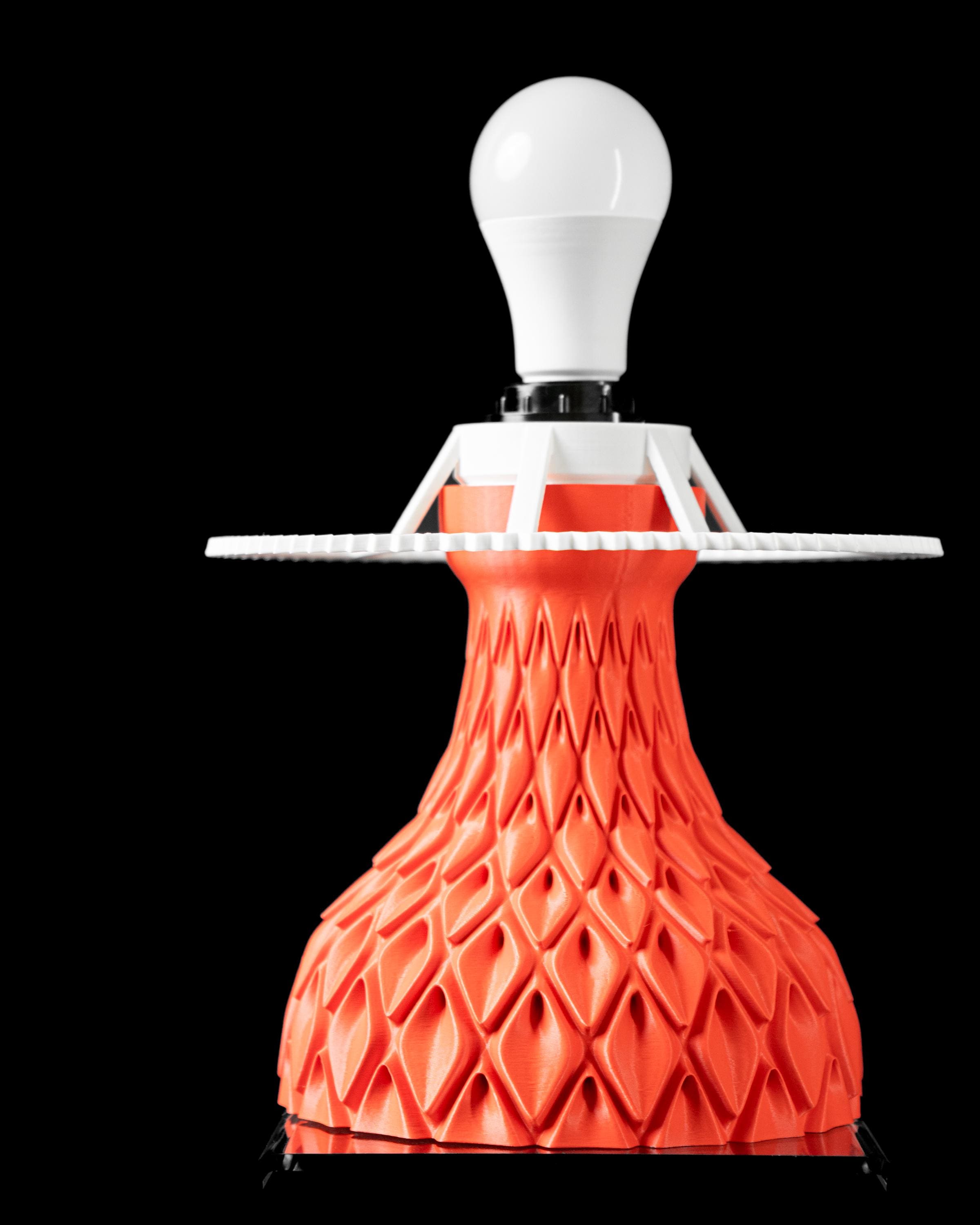 PETAL Lamp – 3D Printed Sculptural Table, Coral Orange Embossed Petal Lattice (etsy image id: 7865212678)