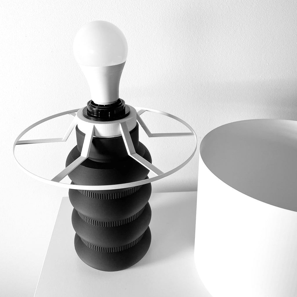 SANTI Lamp – 3D Printed Sculptural Table Lamp, Matte Black Stacked Bubble Form (Bulb Included) (etsy image id: 7865263114)