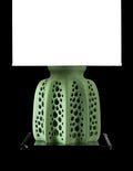SEAFRONT 02 - 3D Printed Sculptural Table Lamp – Sage Green Perforated Faceted Form (Bulb Included) (etsy image id: 7865269926)