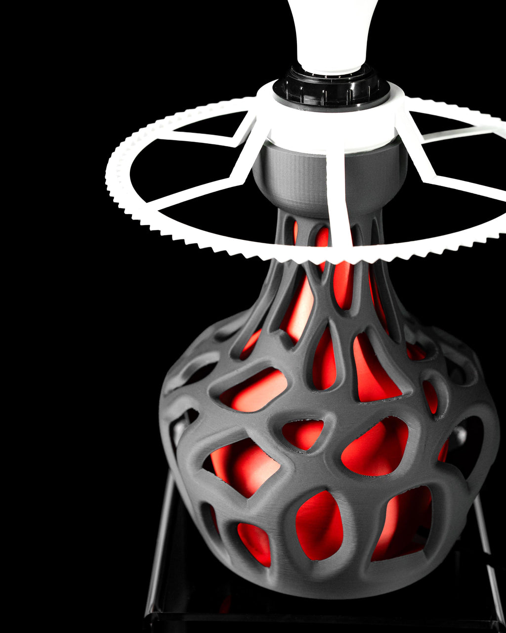 SLIME 3D Printed Voronoi Table Lamp – Organic Black Base, Red Inner Glow Bedside Light (etsy image id: 7865290450)