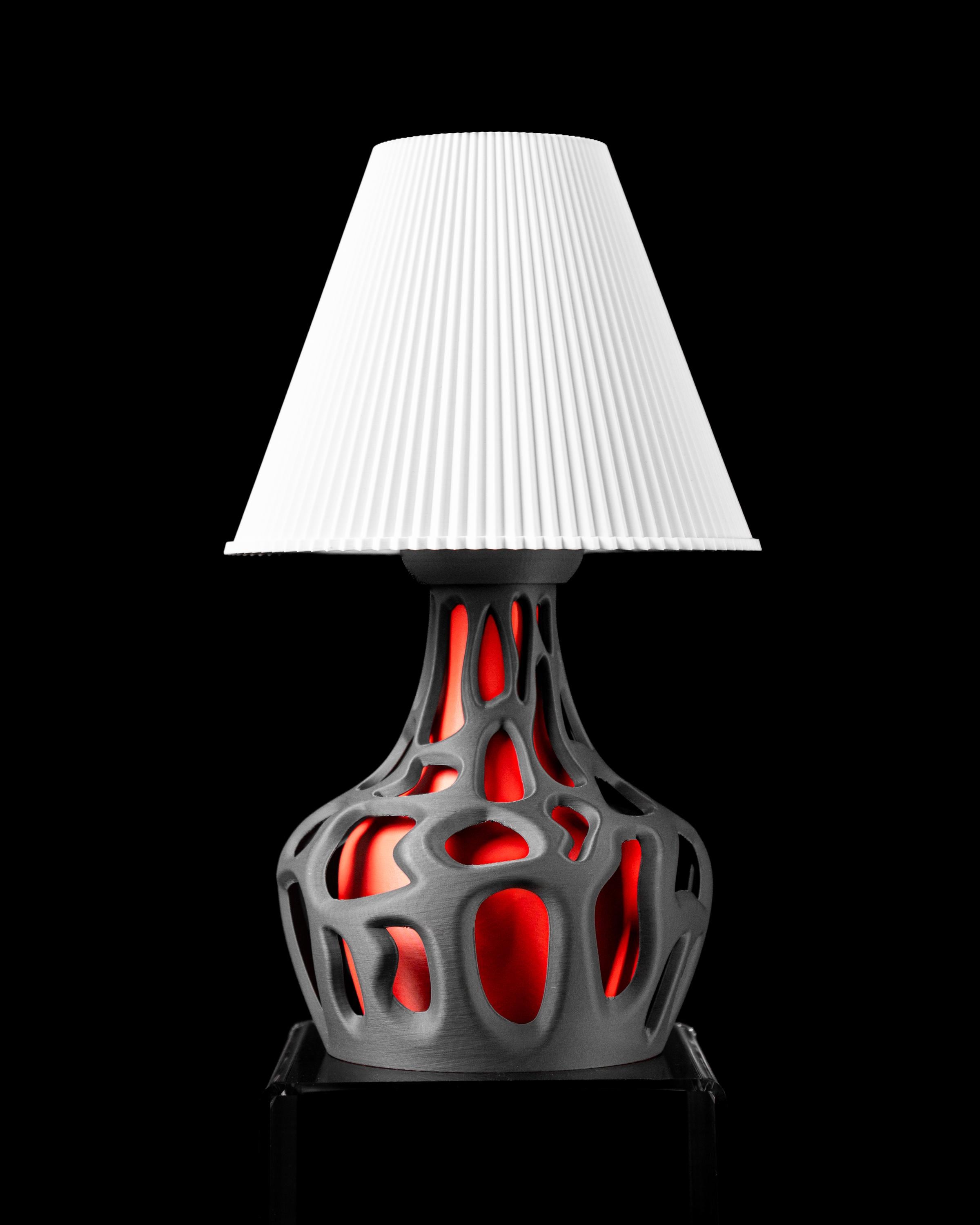 SLIME 3D Printed Voronoi Table Lamp – Organic Black Base, Red Inner Glow Bedside Light (etsy image id: 7865290522)