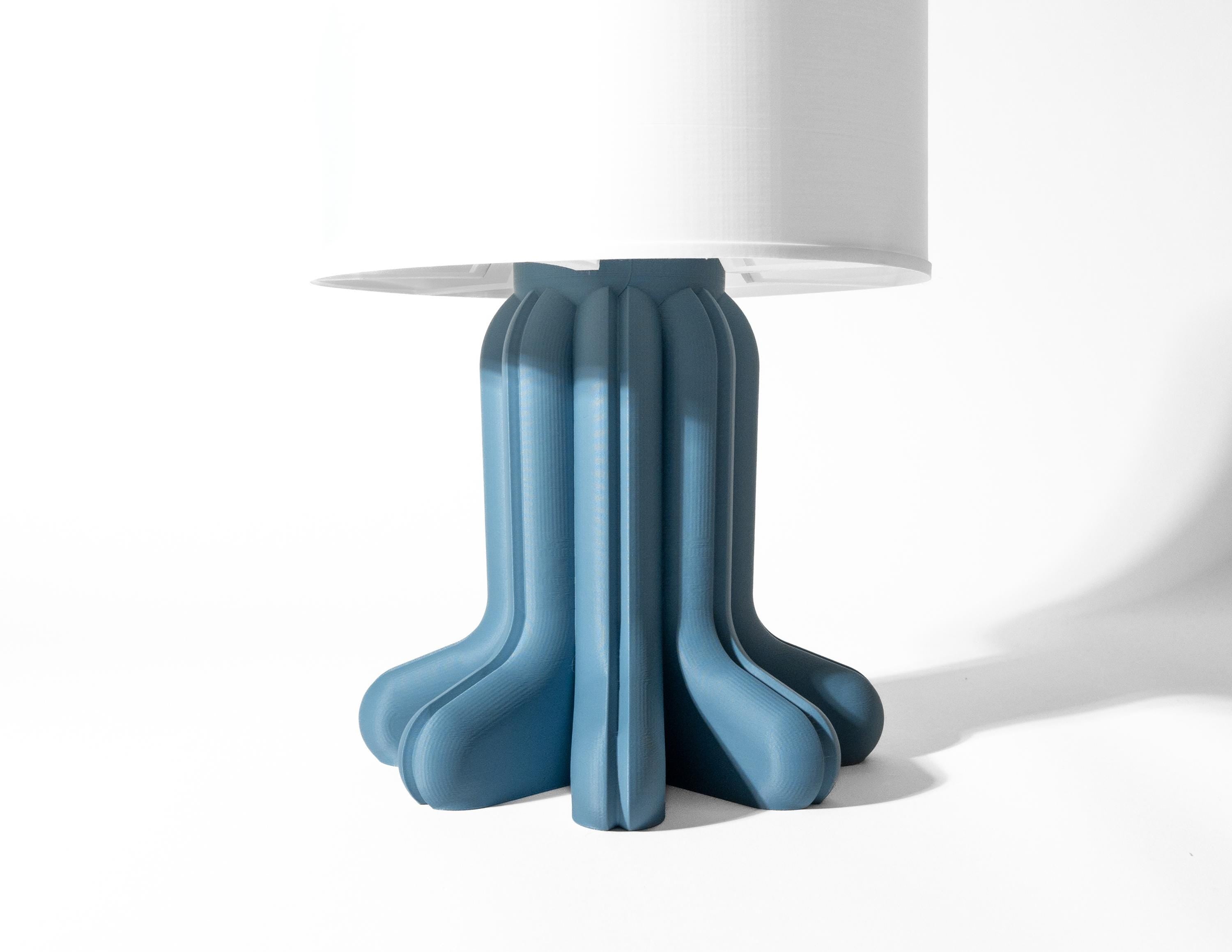 Soru Table Lamp – 3D Printed Sculptural Column, Organic Fluted Design, Steel Blue Bedside Light (etsy image id: 7865303674)