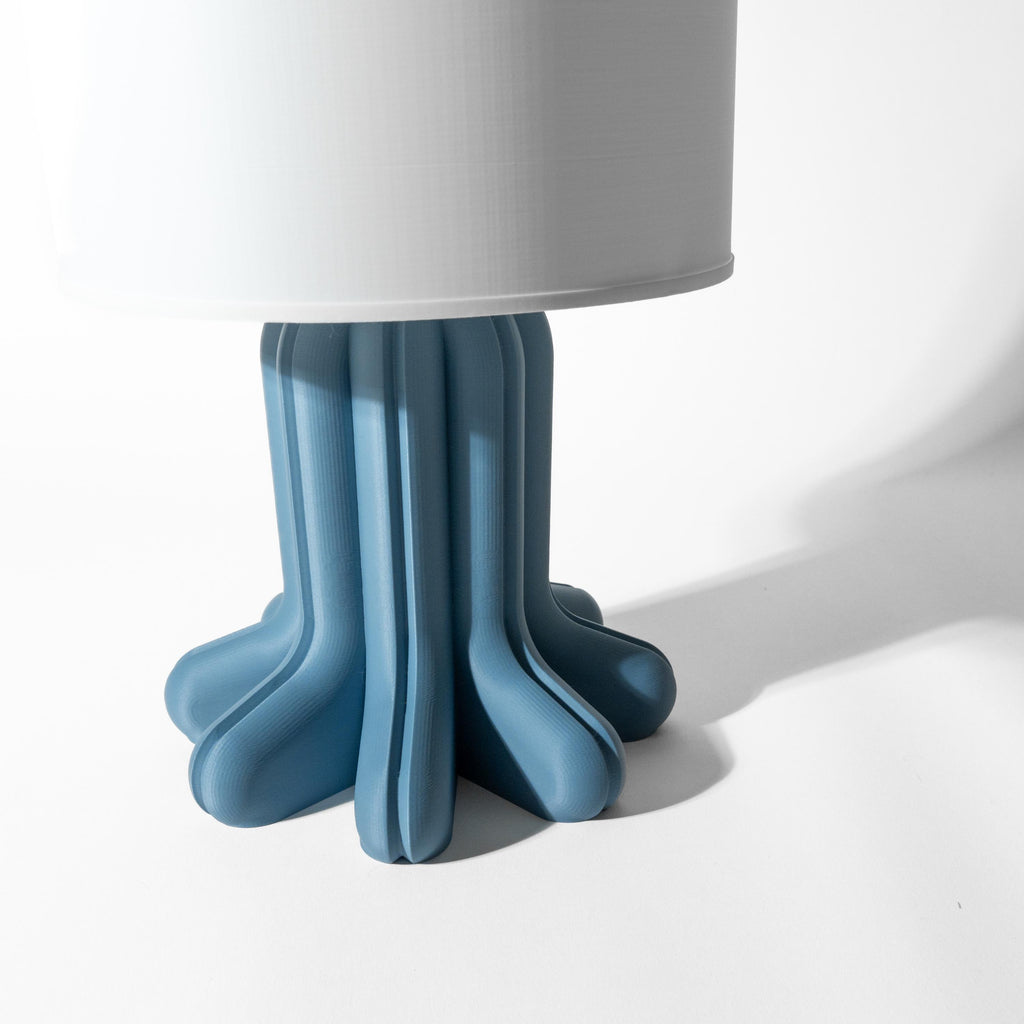 Soru Table Lamp – 3D Printed Sculptural Column, Organic Fluted Design, Steel Blue Bedside Light (etsy image id: 7865303776)