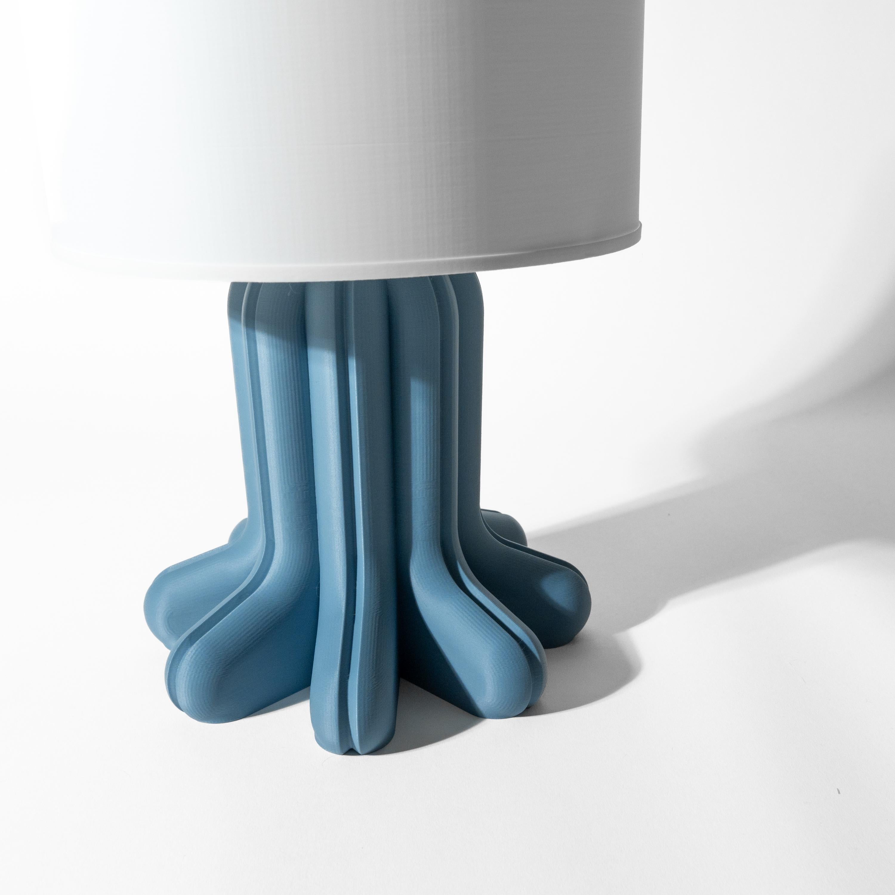 Soru Table Lamp – 3D Printed Sculptural Column, Organic Fluted Design, Steel Blue Bedside Light (etsy image id: 7865303776)
