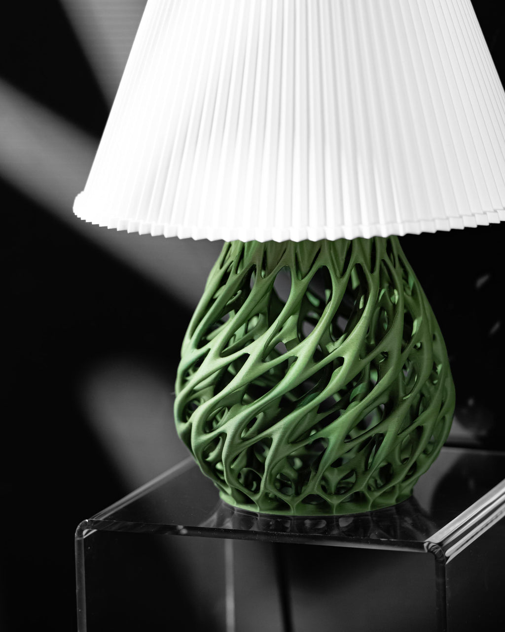 TWISTED 3D Printed Table Lamp – Organic Spiral Lattice Base, Botanical Decor (etsy image id: 7865307962)