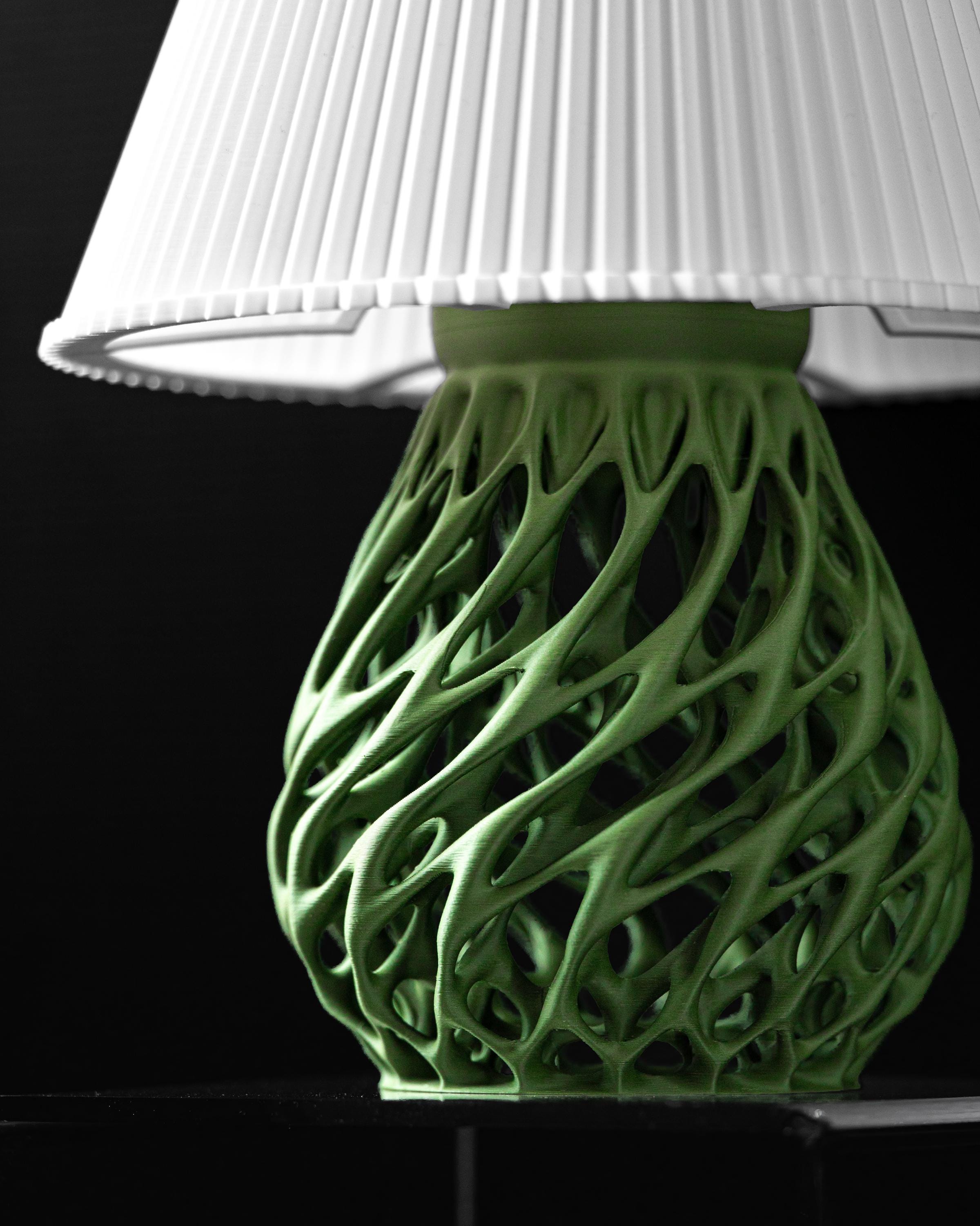 TWISTED 3D Printed Table Lamp – Organic Spiral Lattice Base, Botanical Decor (etsy image id: 7865307974)