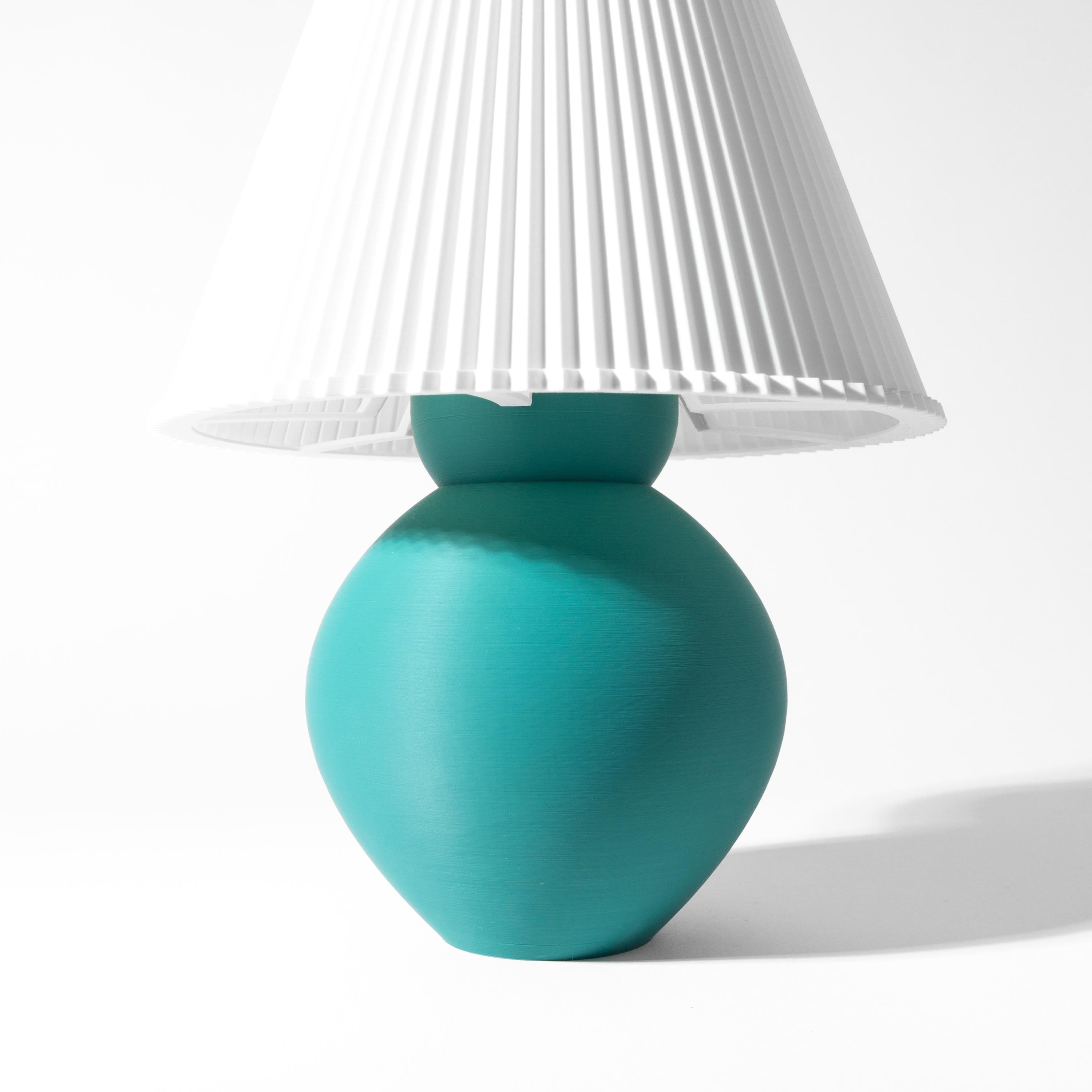 VIMA Teal 3D Printed Lamp – Round Ceramic Style Vase, Minimalist Bedside Light (etsy image id: 7865340076)