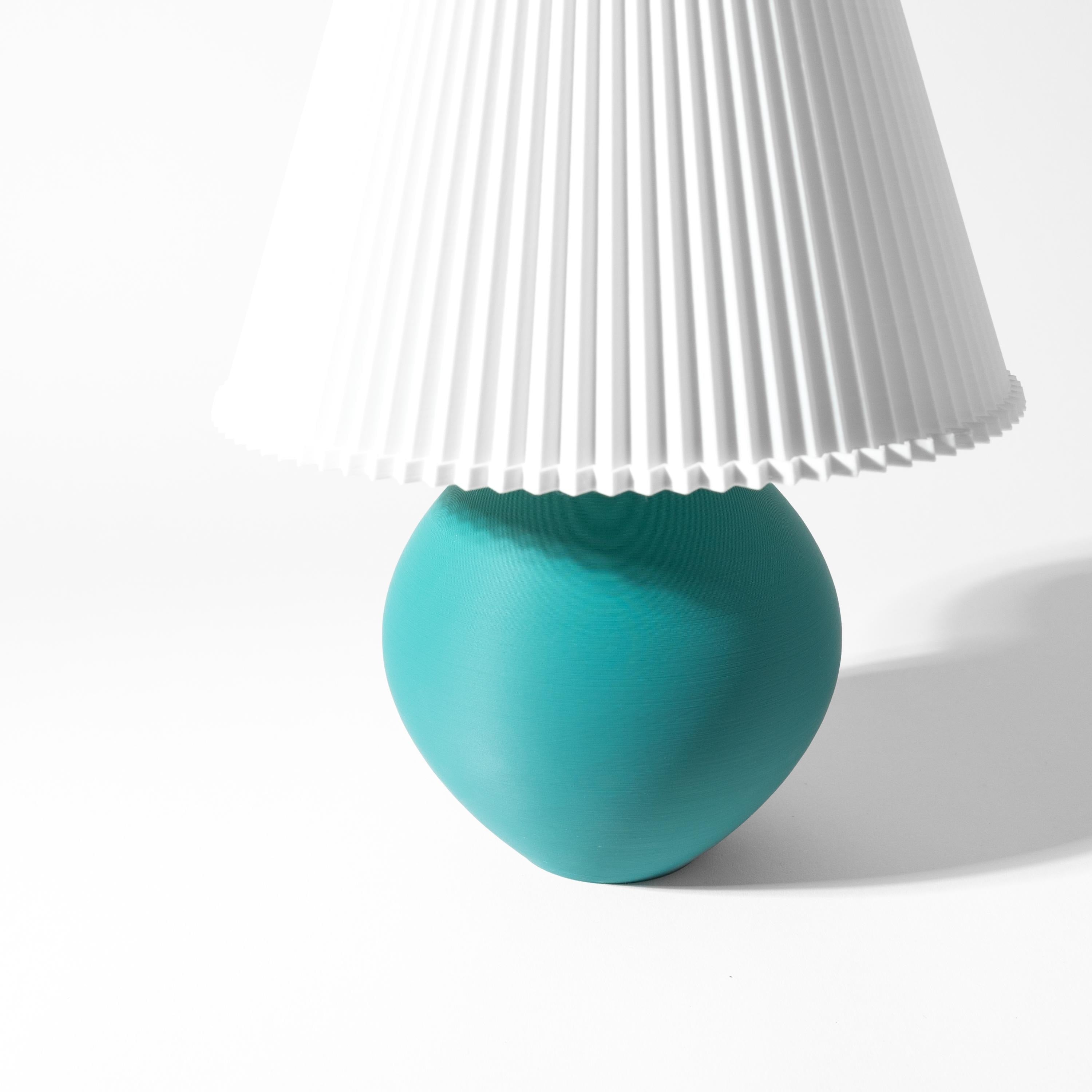 VIMA Teal 3D Printed Lamp – Round Ceramic Style Vase, Minimalist Bedside Light (etsy image id: 7865340102)