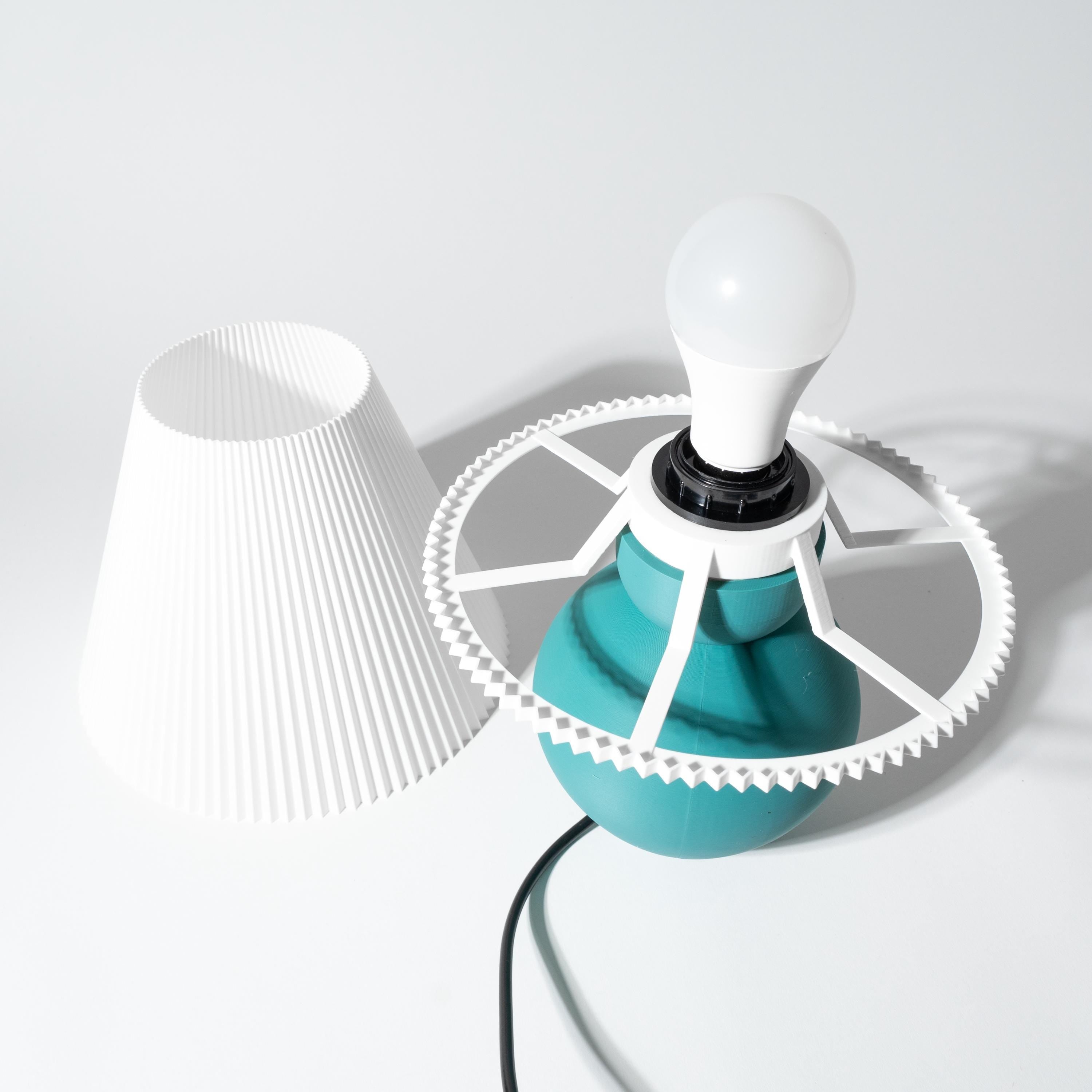 VIMA Teal 3D Printed Lamp – Round Ceramic Style Vase, Minimalist Bedside Light (etsy image id: 7865340118)