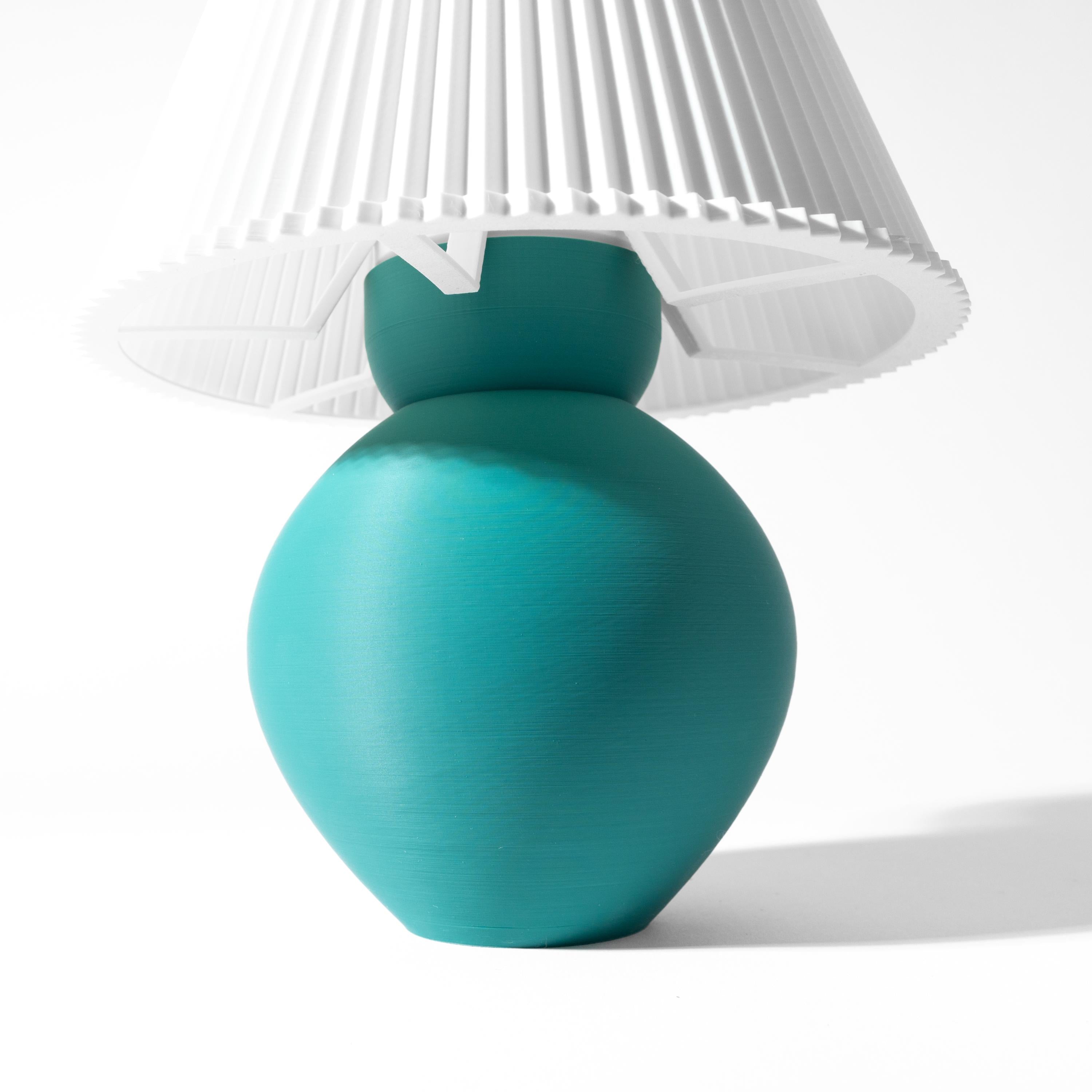 VIMA Teal 3D Printed Lamp – Round Ceramic Style Vase, Minimalist Bedside Light (etsy image id: 7865340122)