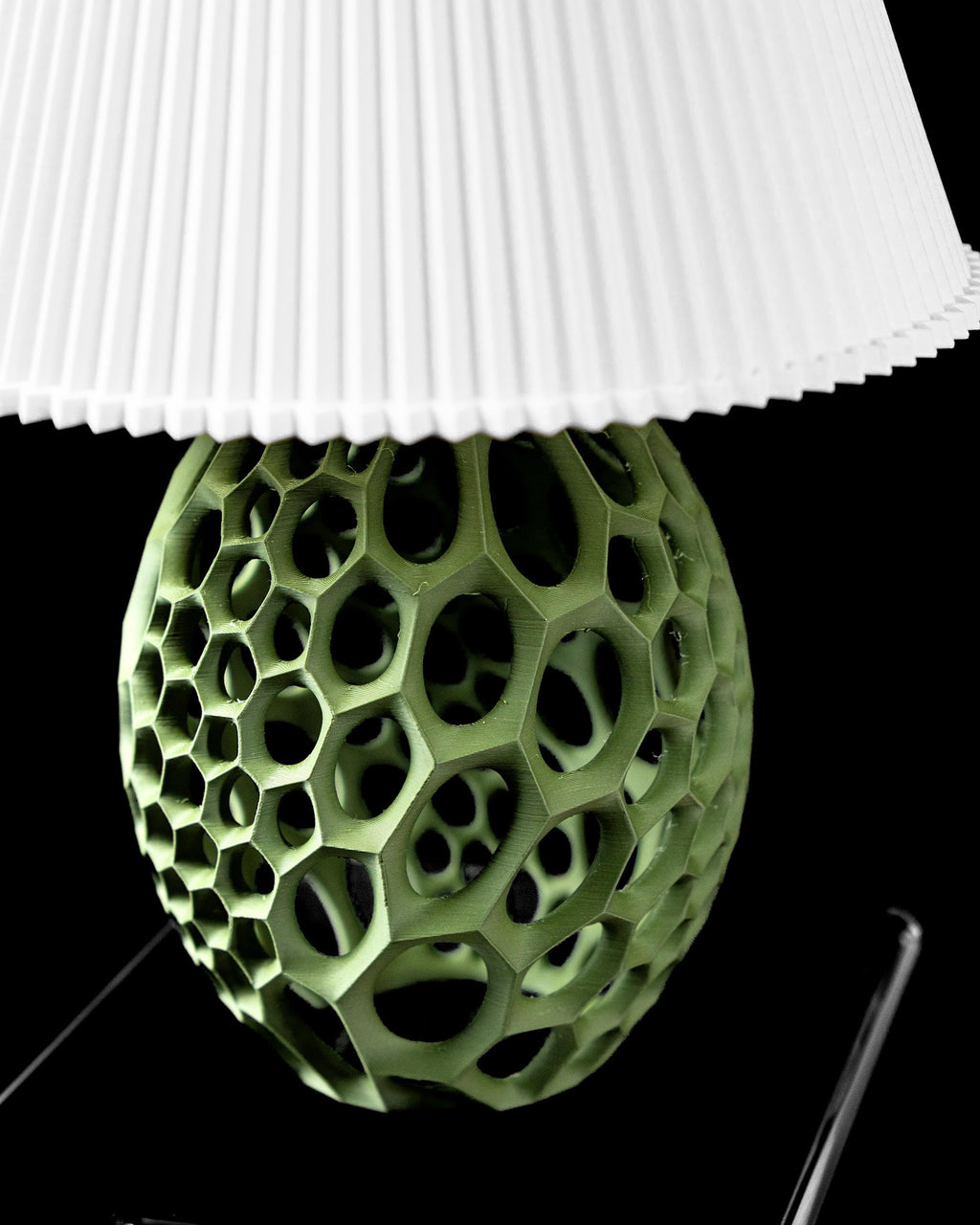VIRUS 02 - 3D Printed Honeycomb Egg Lamp – Botanical Green Lattice Bedside Light (etsy image id: 7865350950)