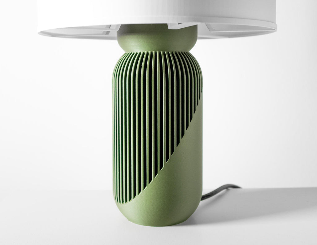 YAB 3D Printed Ribbed Capsule Lamp – Sage Green Minimalist Scandinavian Bedside Light (etsy image id: 7865359616)
