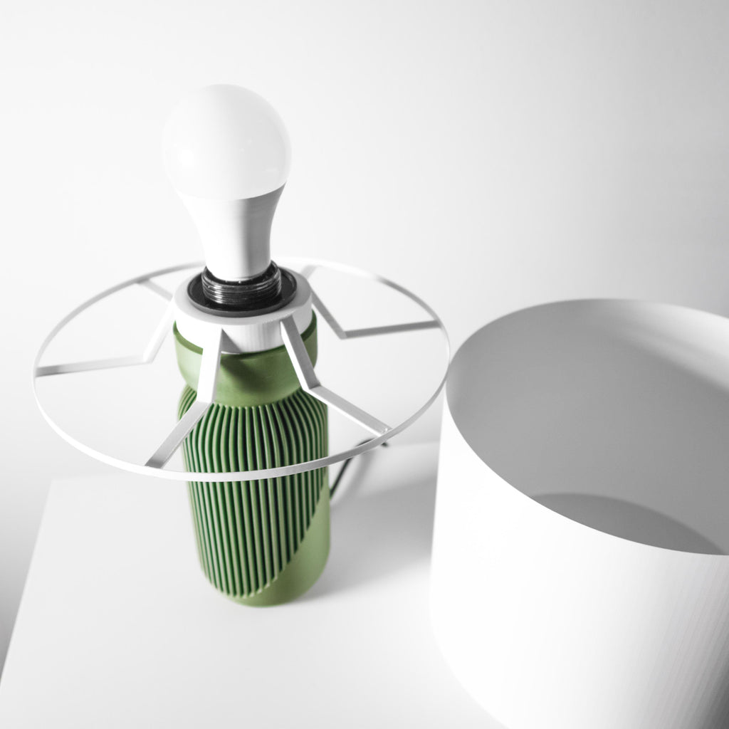 YAB 3D Printed Ribbed Capsule Lamp – Sage Green Minimalist Scandinavian Bedside Light (etsy image id: 7865359640)