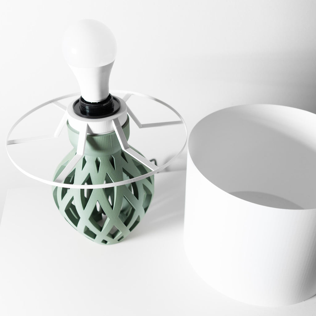 ADANI Geometric 3D Printed Table Lamp – Sage Green Minimalist Home Decor Light (etsy image id: 7912960047)