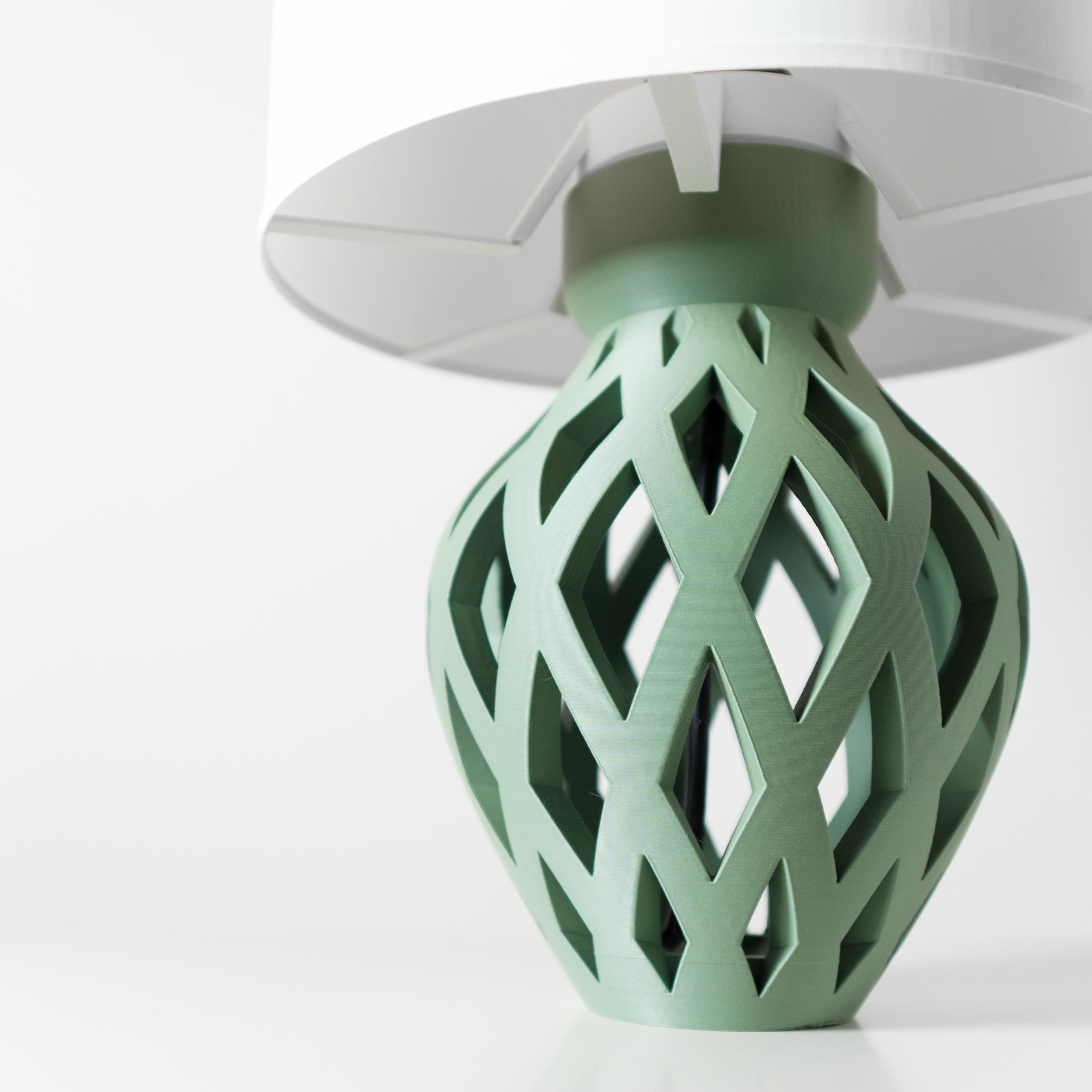 ADANI Geometric 3D Printed Table Lamp – Sage Green Minimalist Home Decor Light (etsy image id: 7912960055)