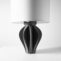 AKANI Lamp – Sculptural 3D Printed Table Lamp, Ambient Bedside Light, Matte Black PLA (etsy image id: 7912970385)