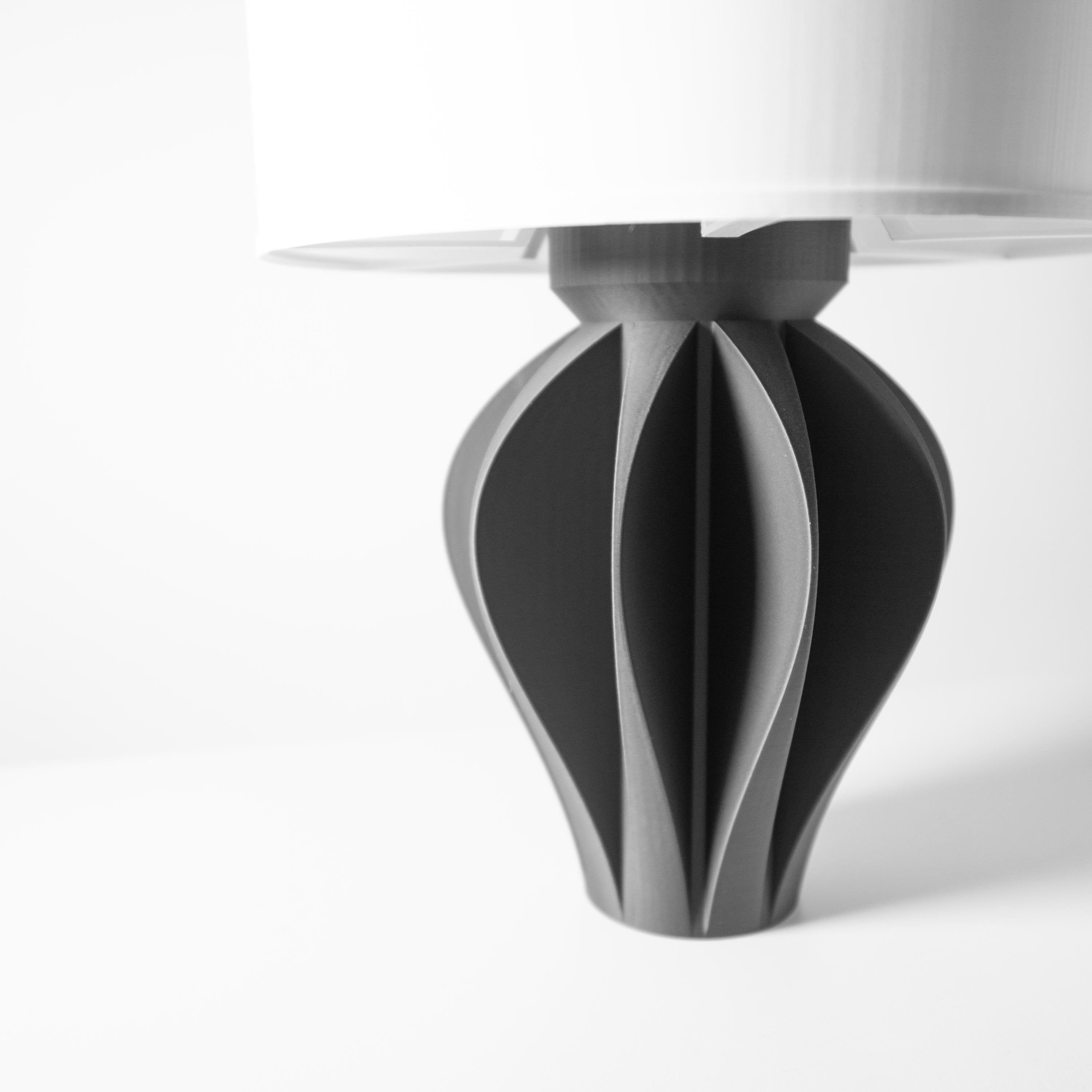 AKANI Lamp – Sculptural 3D Printed Table Lamp, Ambient Bedside Light, Matte Black PLA (etsy image id: 7912970481)