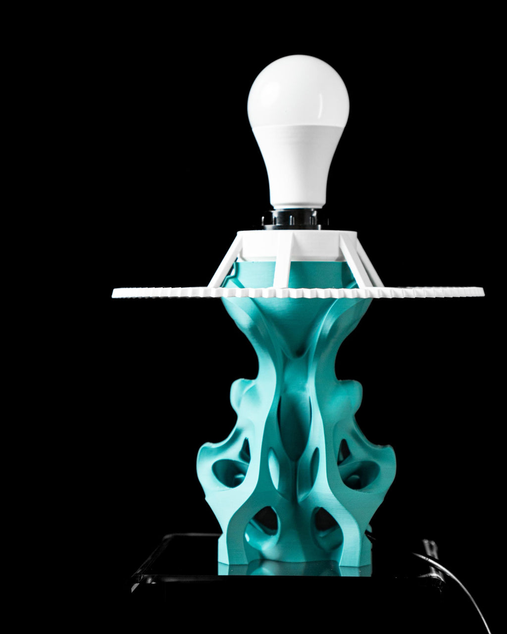FLUTTER 01 3D Printed Sculptural Table Lamp – Organic Coral Form, Teal Turquoise Home Decor (etsy image id: 7913039997)