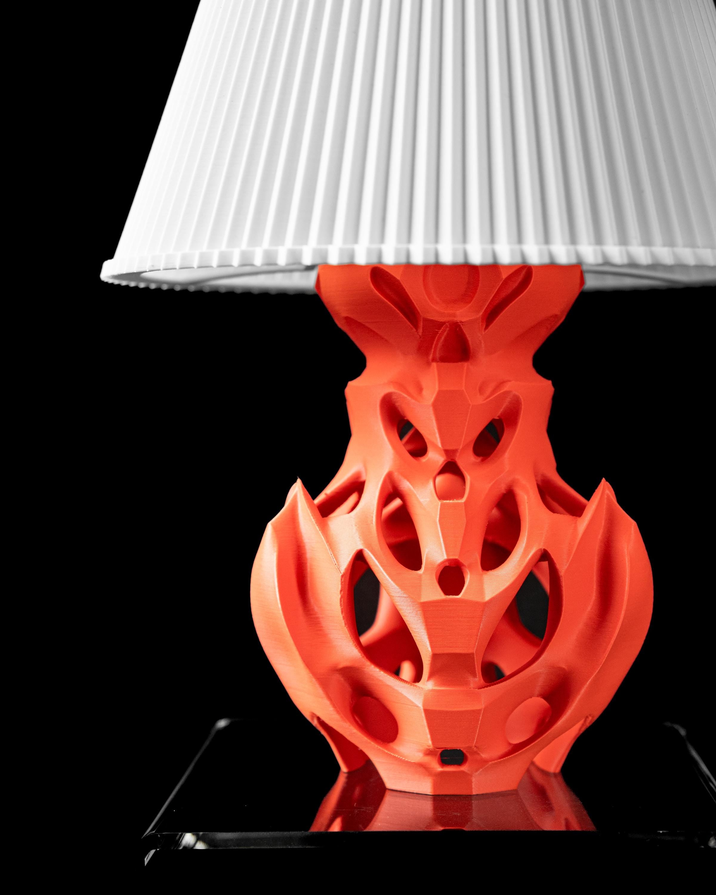 FLUTTER 02 3D Printed Sculptural Lamp – Flame Organic Form, Bold Red Orange Art Light (etsy image id: 7913069277)