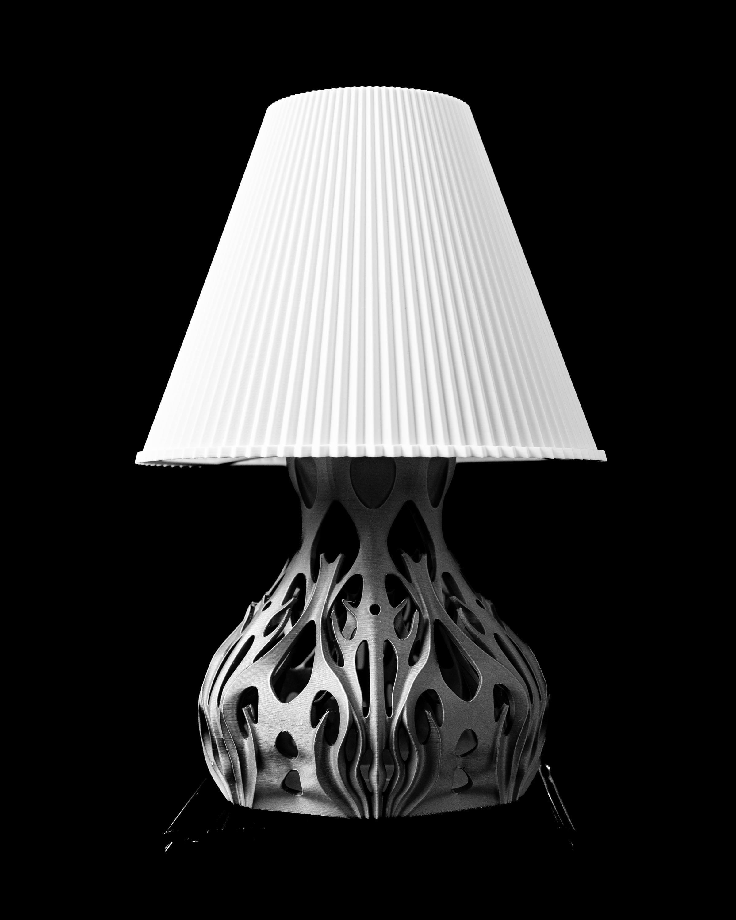 Sculptural 3D Printed Lamp – Organic Flame Form, Matte Black Art Light (etsy image id: 7913075873)