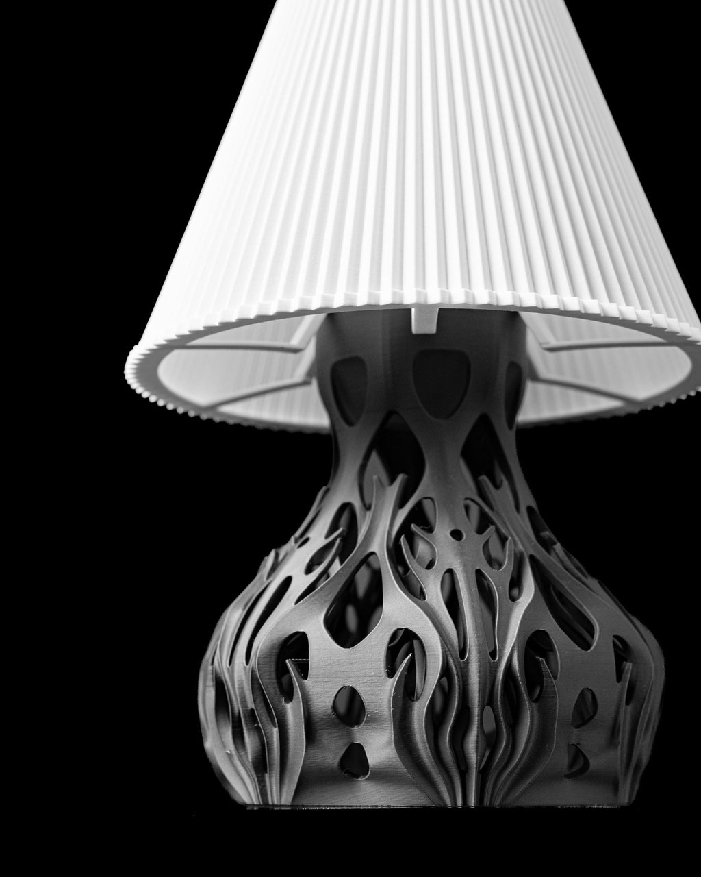 Sculptural 3D Printed Lamp – Organic Flame Form, Matte Black Art Light (etsy image id: 7913075997)